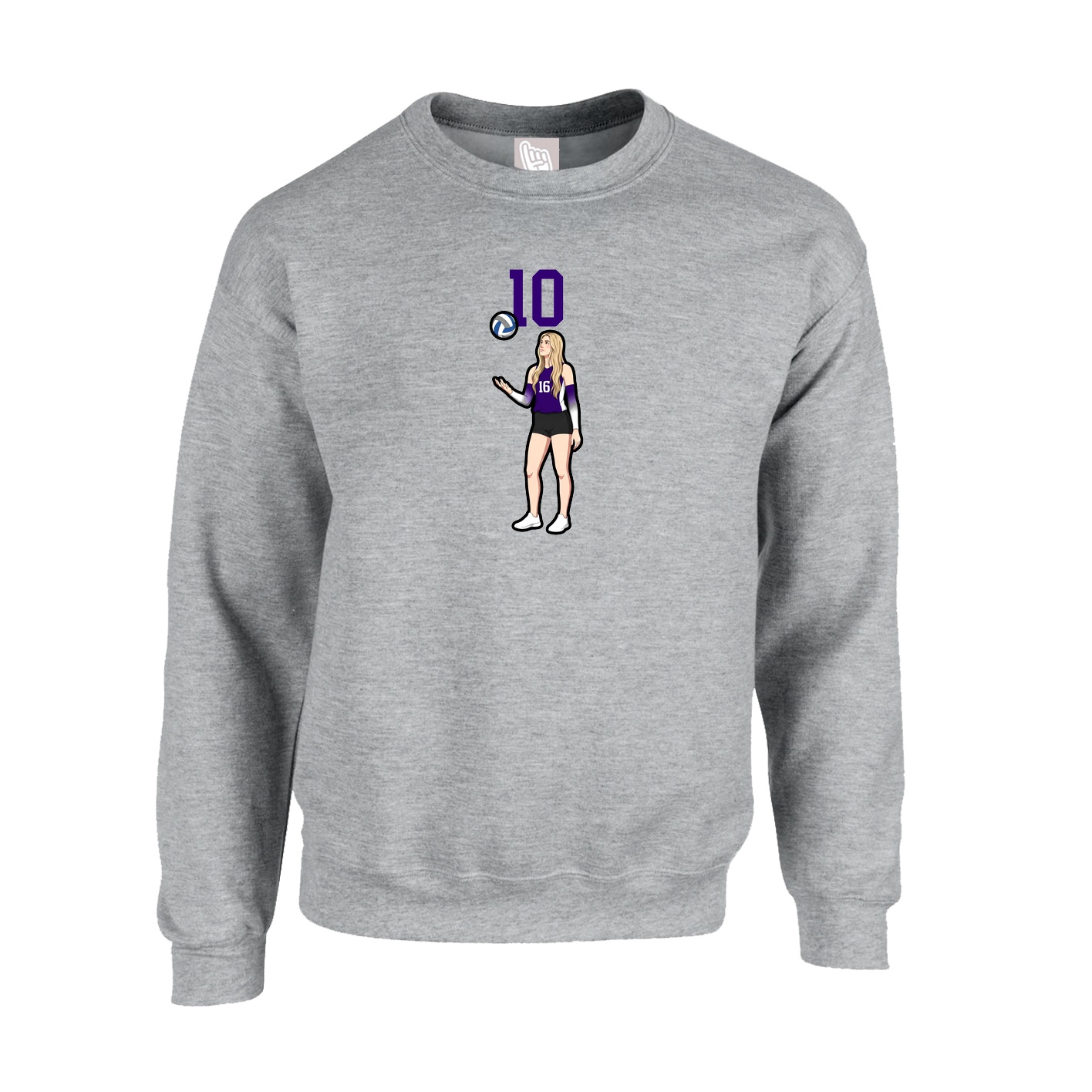 Fleece Crew — Number Top in Grey