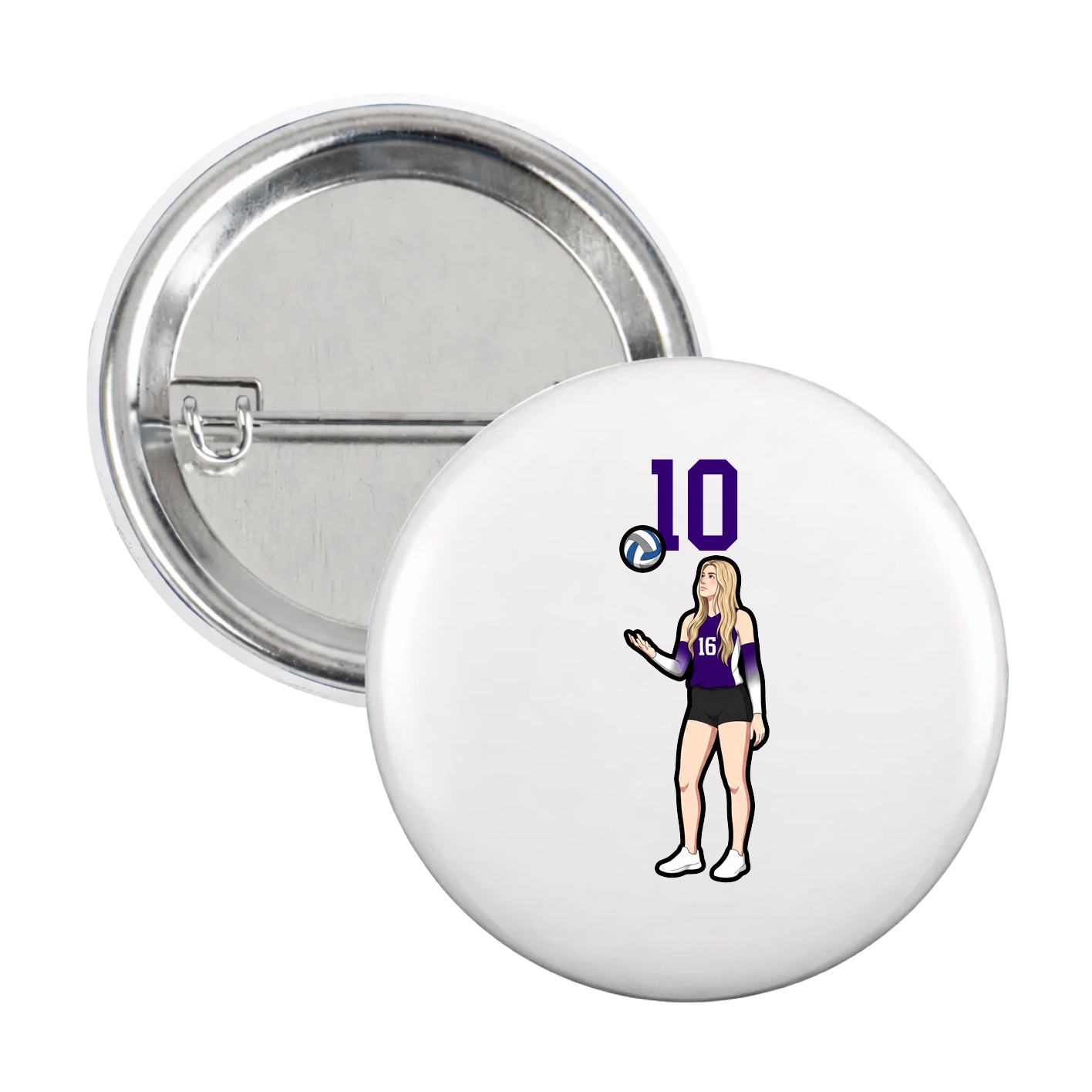 Game Day Button — Number Top in White