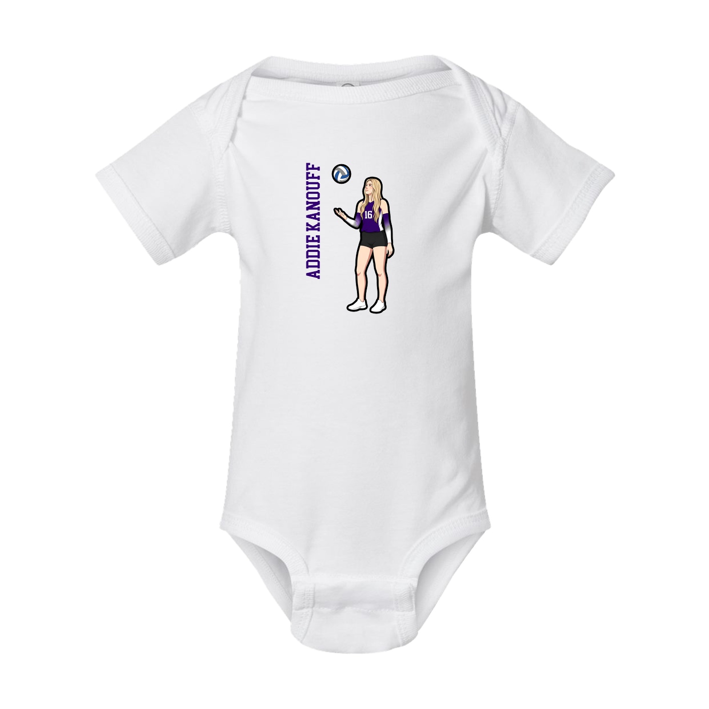 Baby Onesie — Name Vertical in White