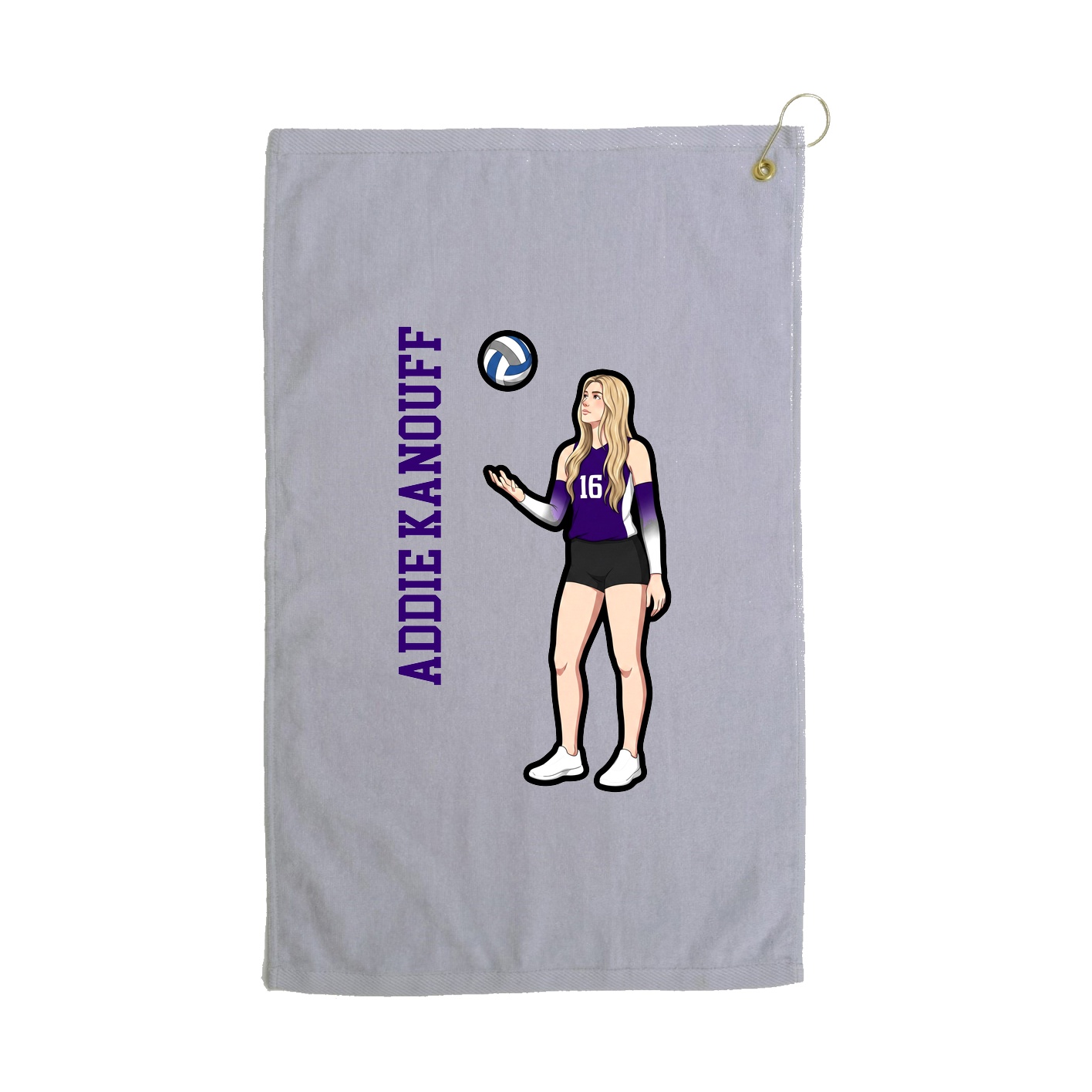 Golf Towel — Name Vertical in Grey
