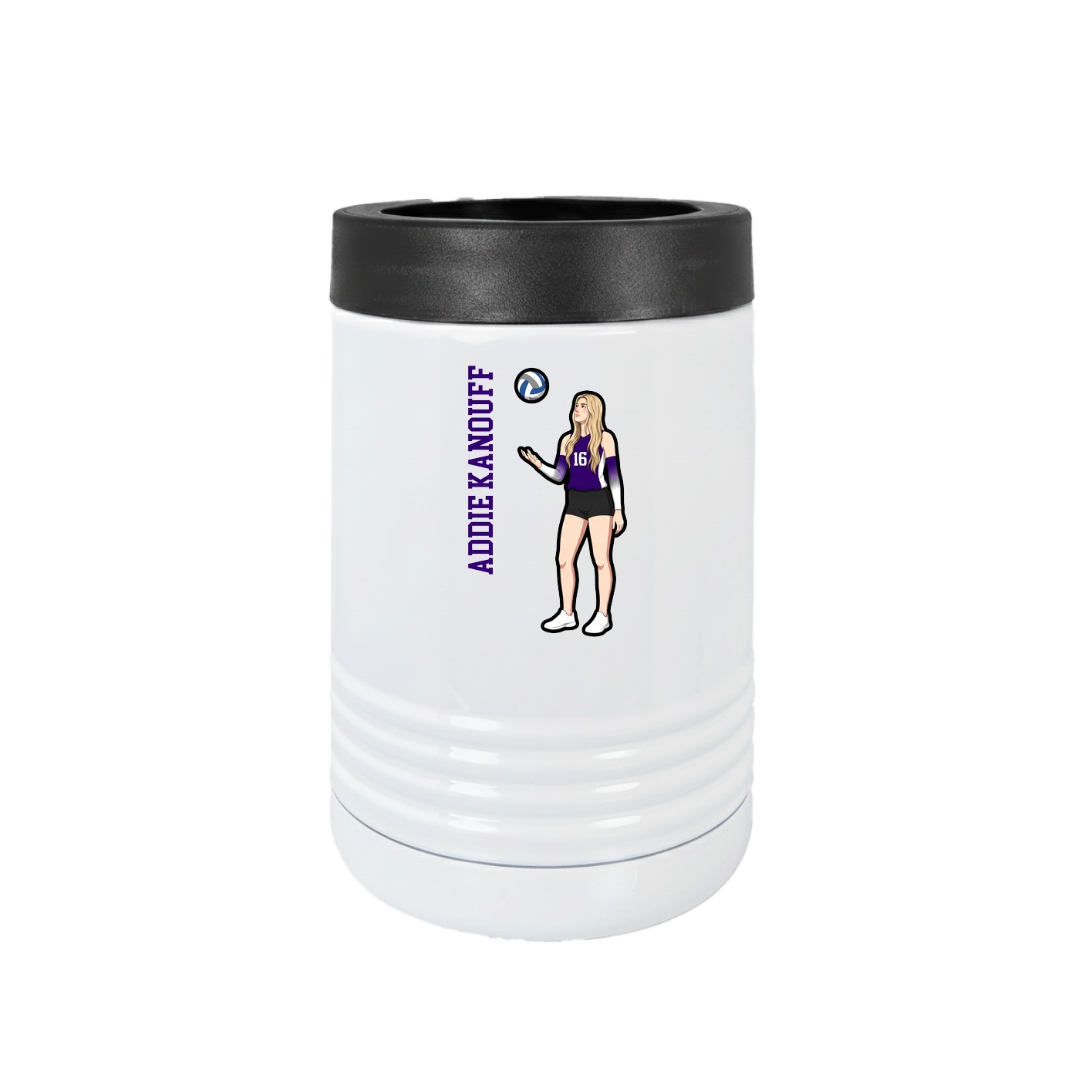 Beverage Holder — Name Vertical in White
