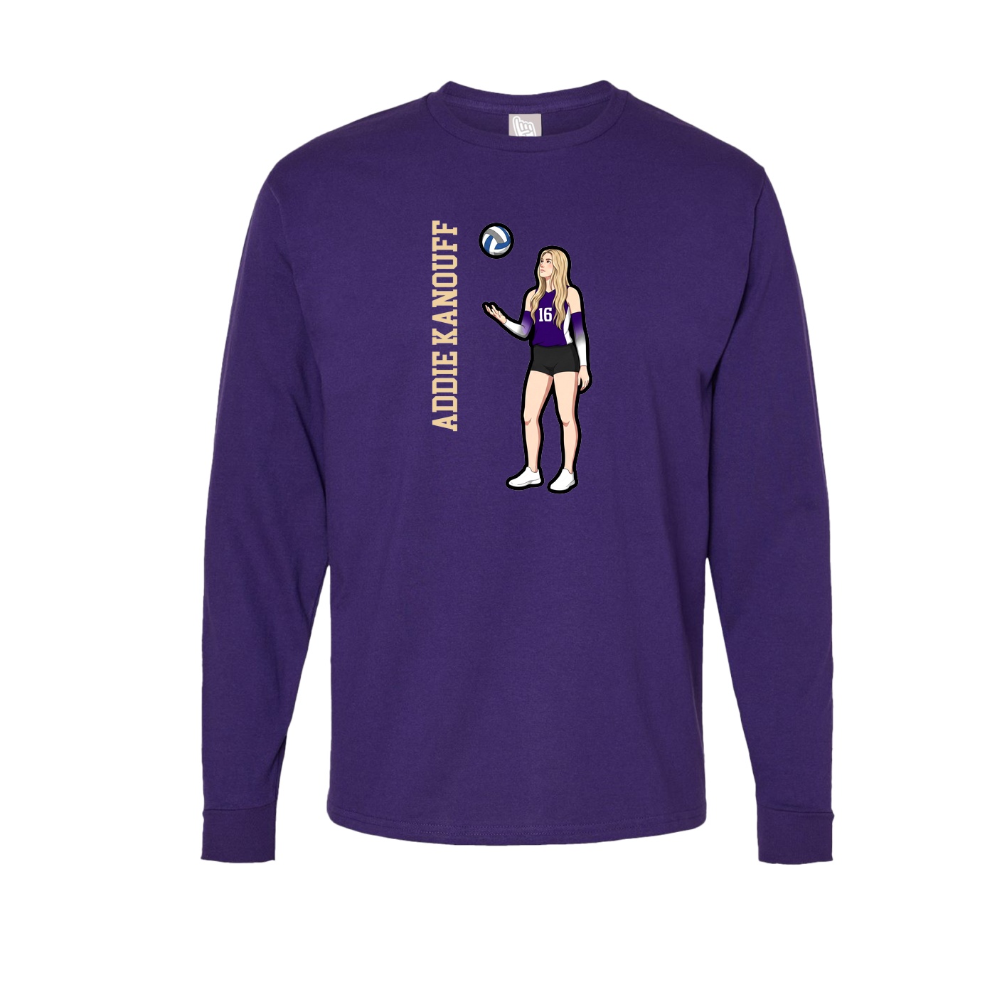 Long Sleeve Tee — Name Vertical in Purple