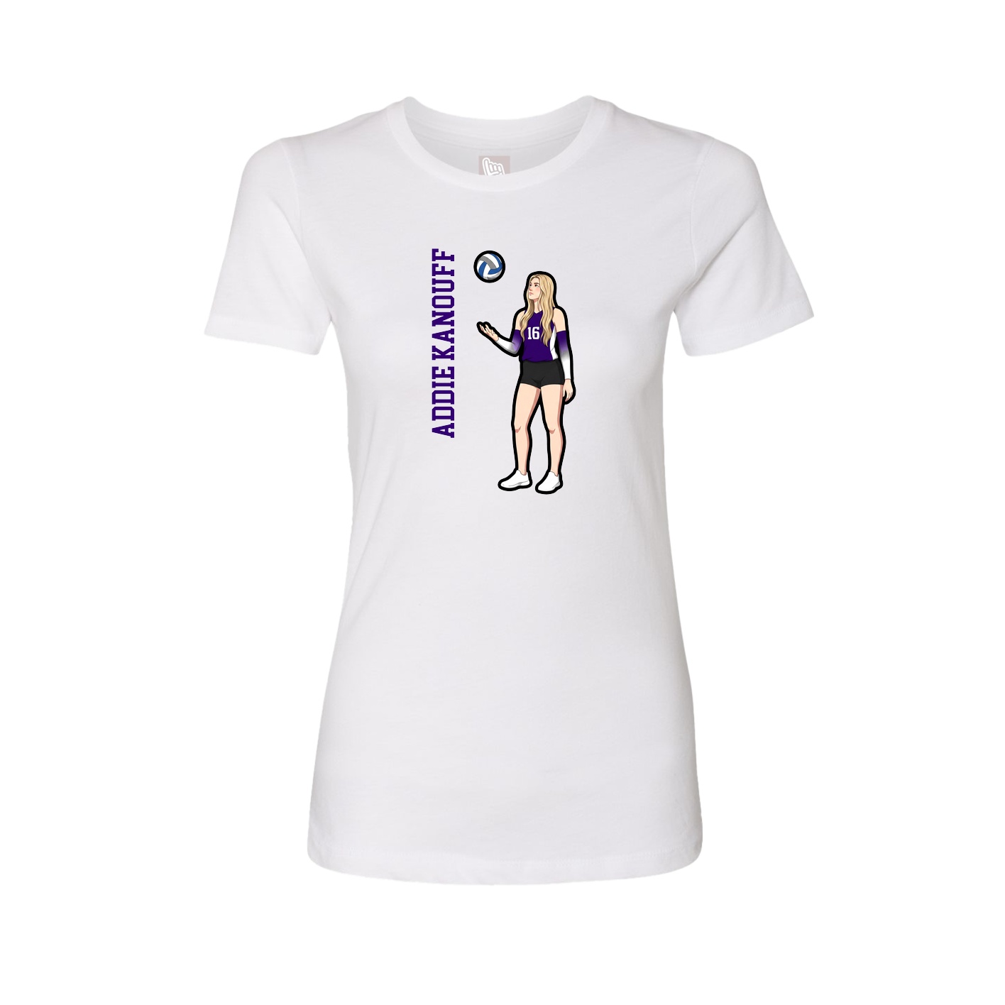 Fitted Women's Tee — Name Vertical in White