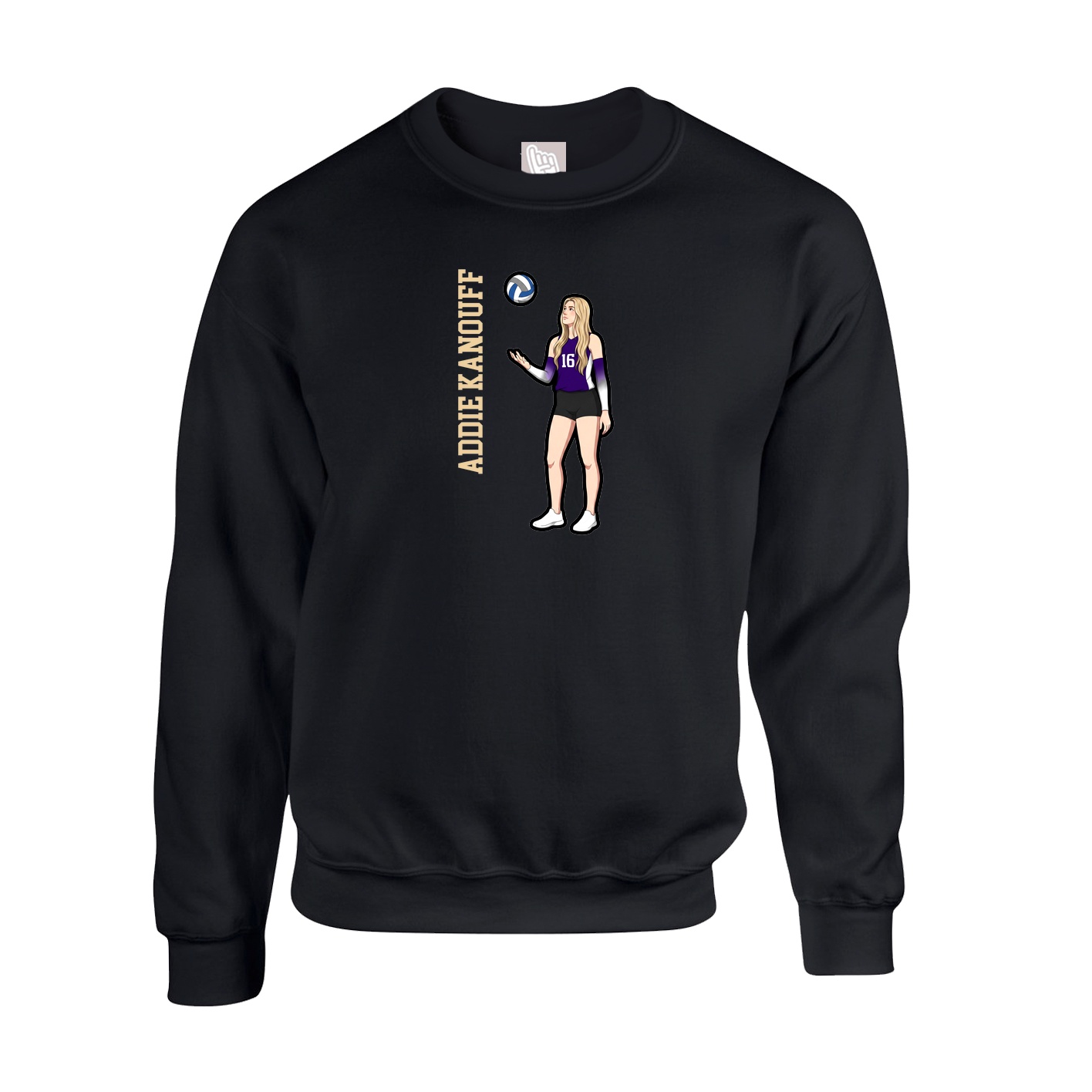Fleece Crew — Name Vertical in Black
