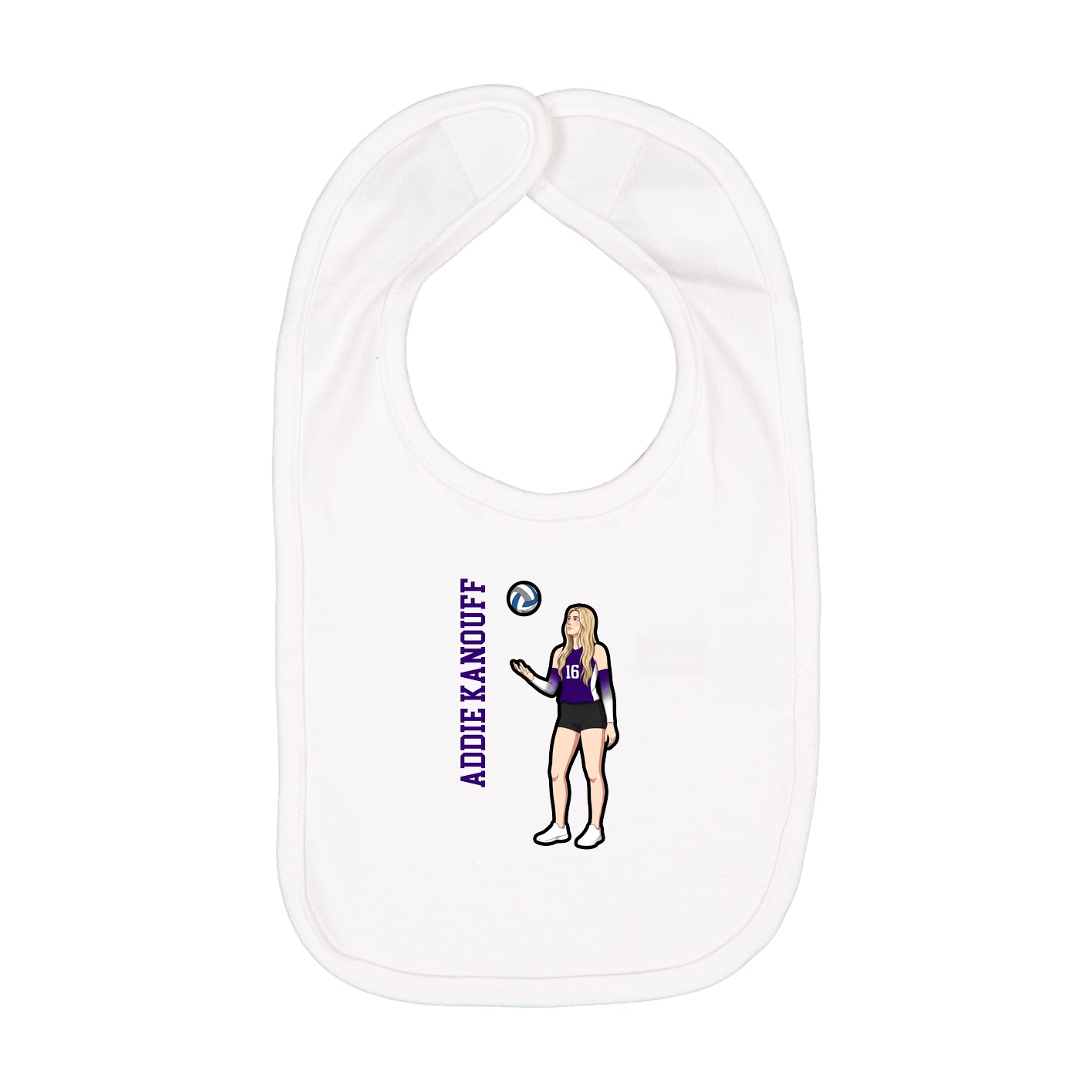 Infant Bib — Name Vertical in White