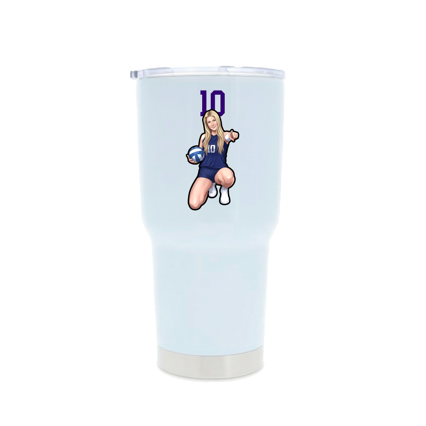 30oz Stainless Steel Tumbler — Number Top in White