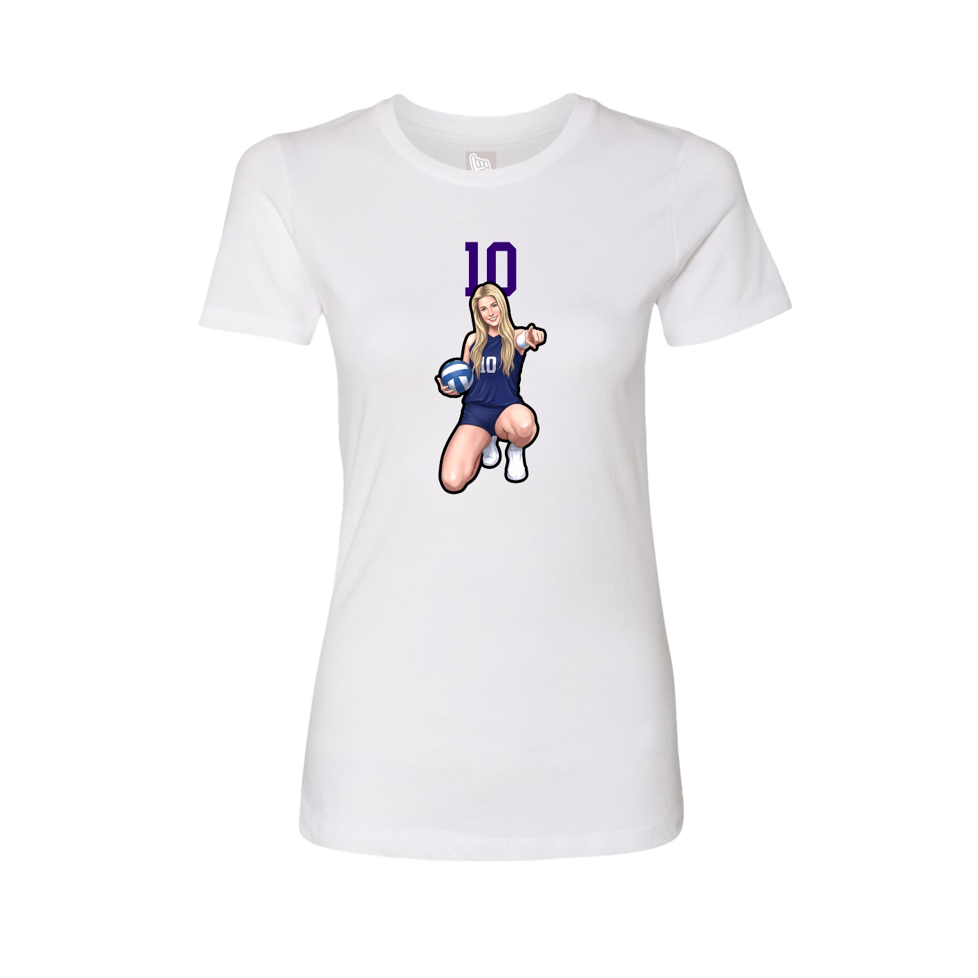 Fitted Women's Tee — Number Top in White