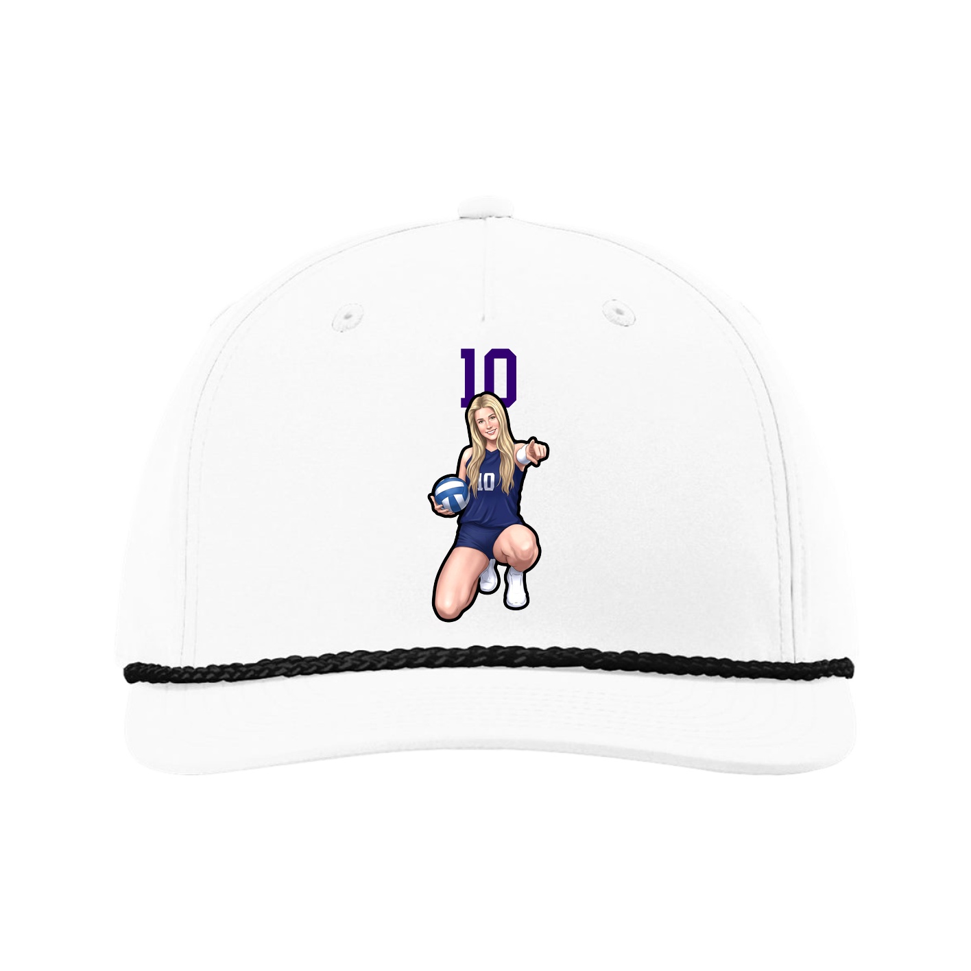 Five-Panel Classic Rope Cap — Number Top in White