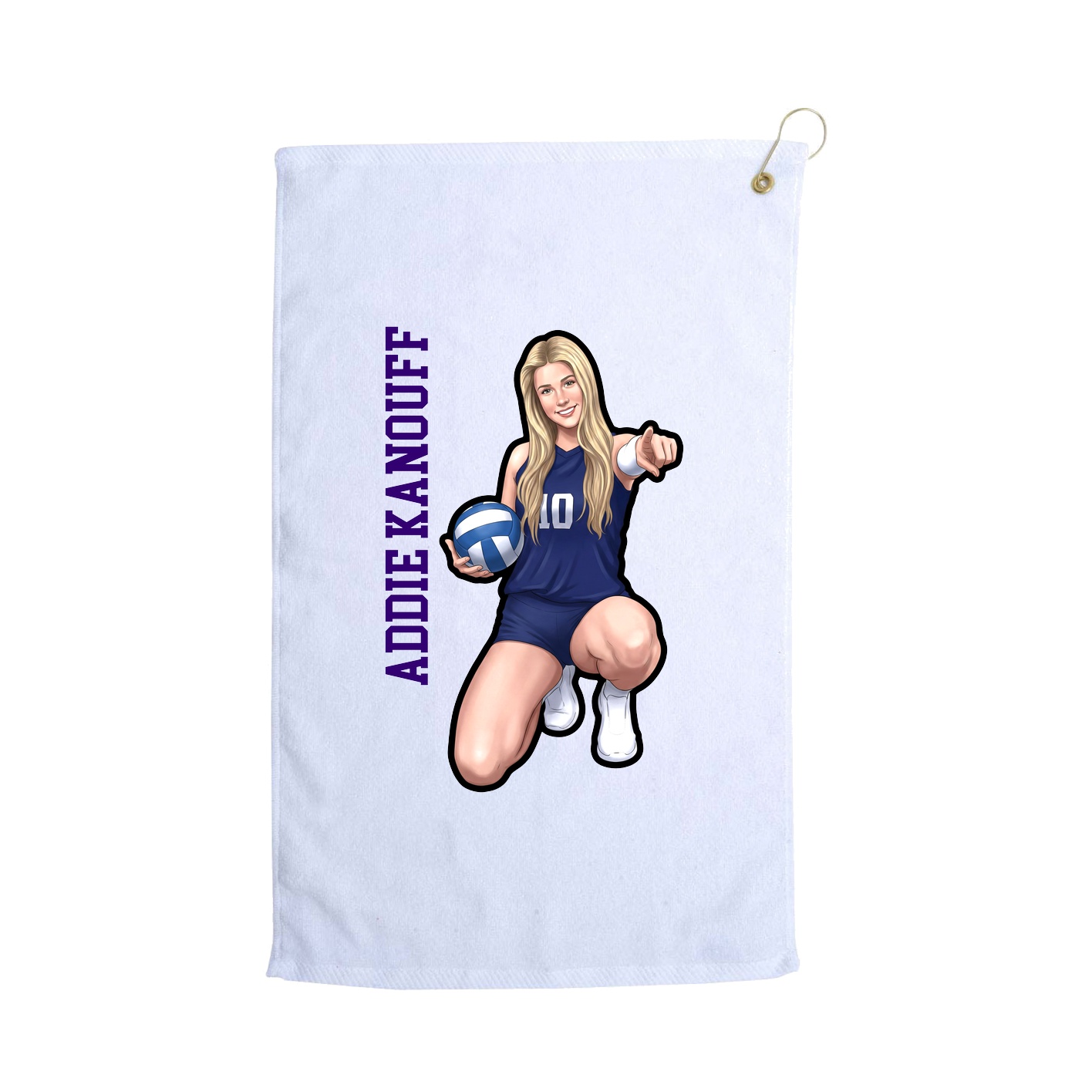 Golf Towel — Name Vertical in White