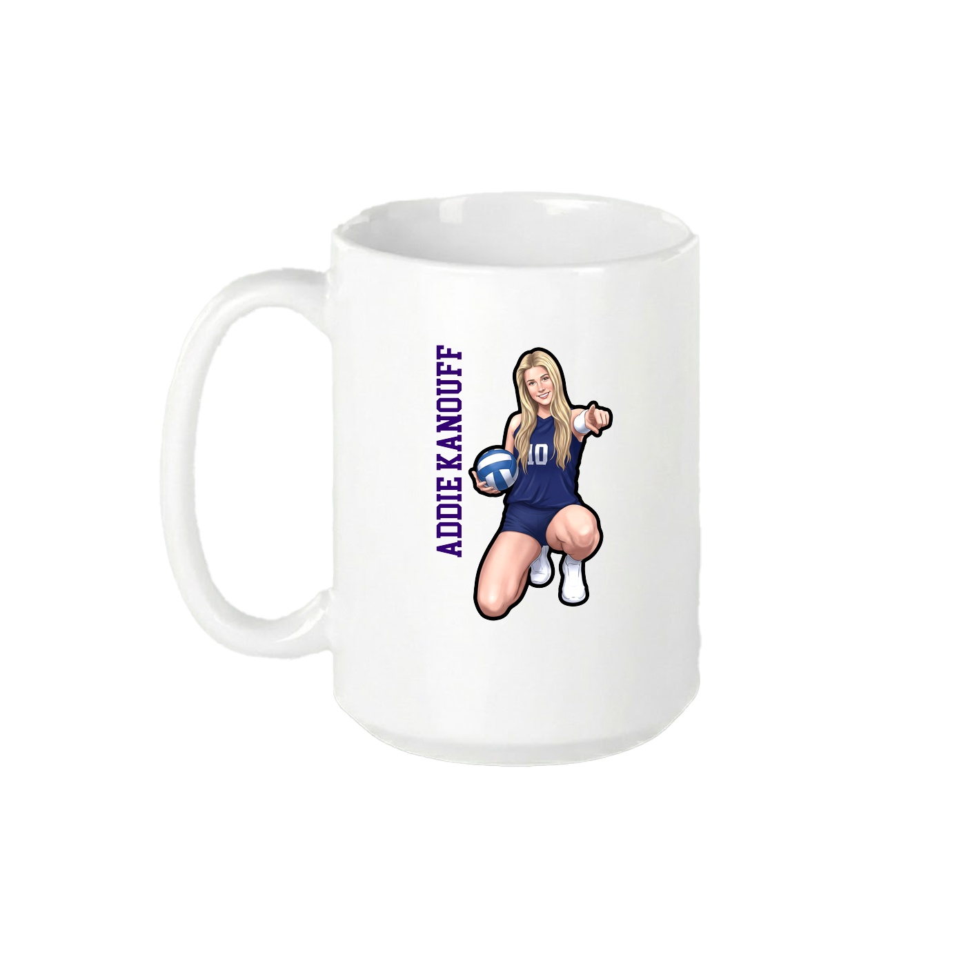 15oz Coffee Mug — Name Vertical in White