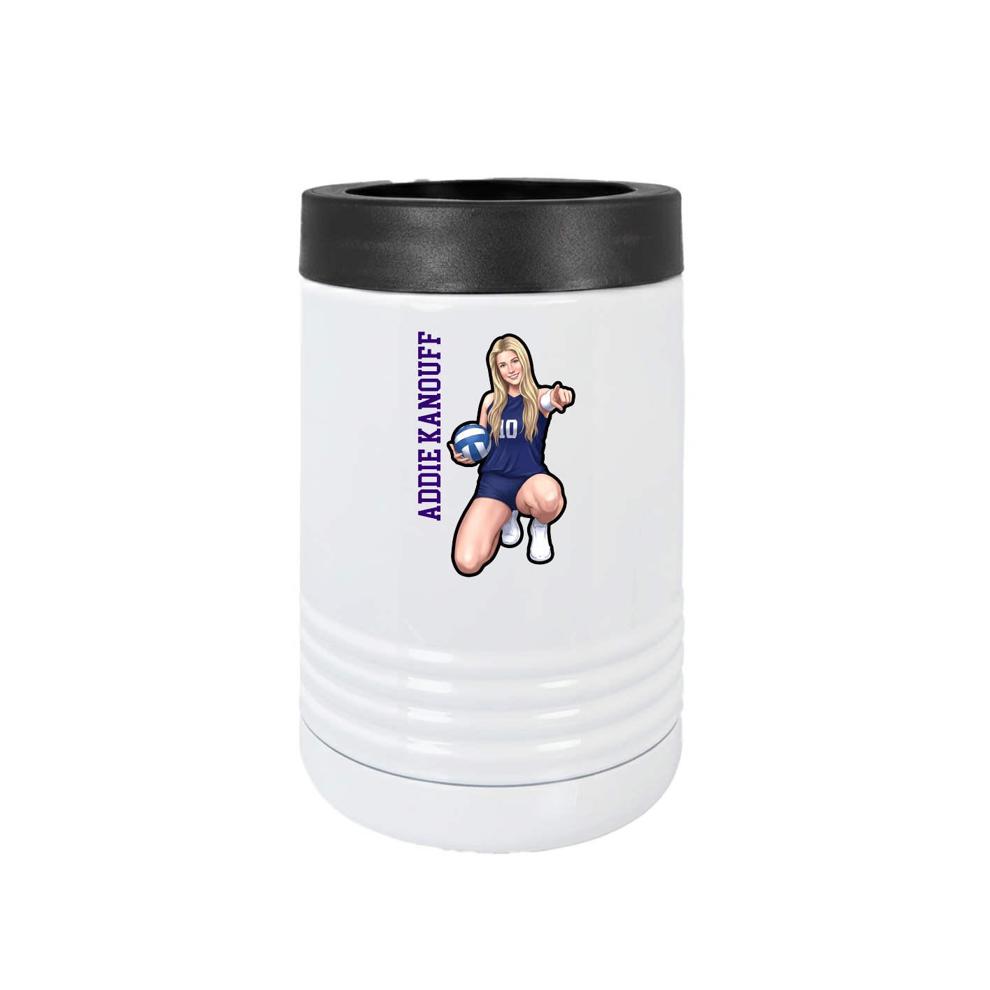 Beverage Holder — Name Vertical in White