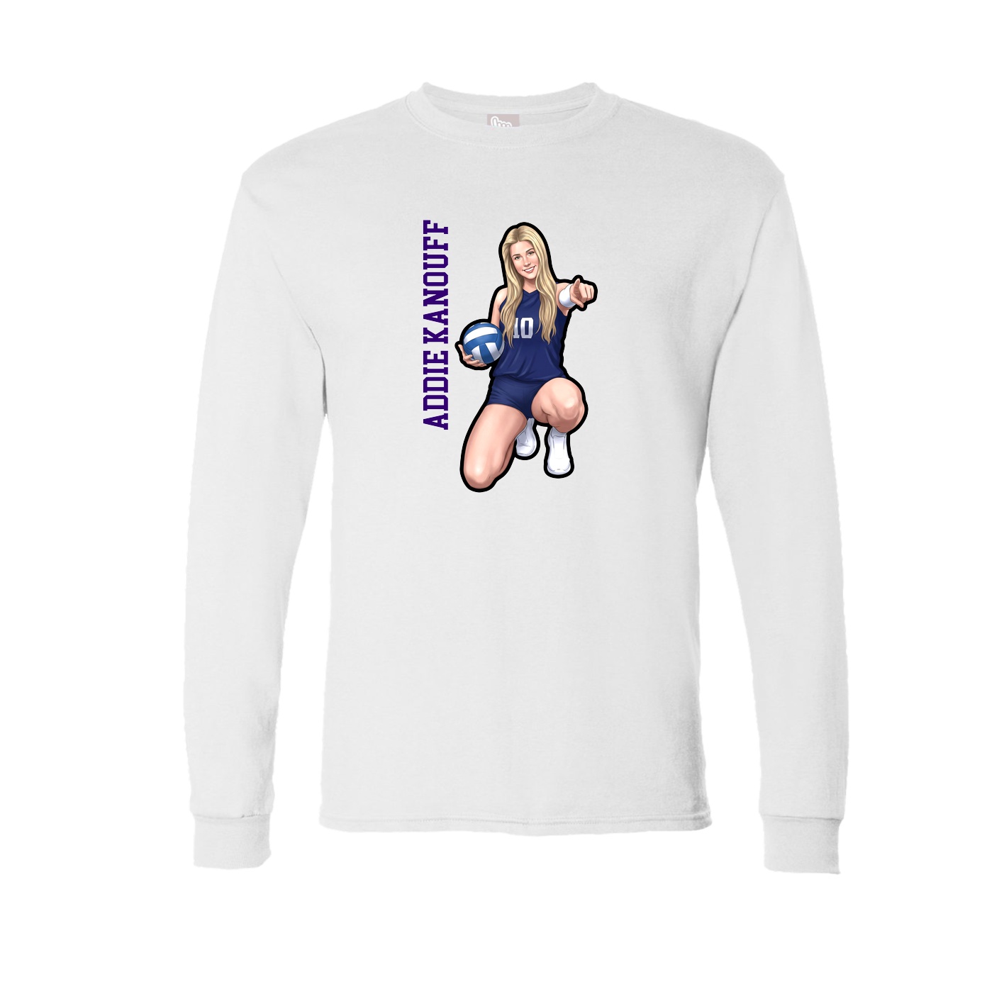 Long Sleeve Tee — Name Vertical in White