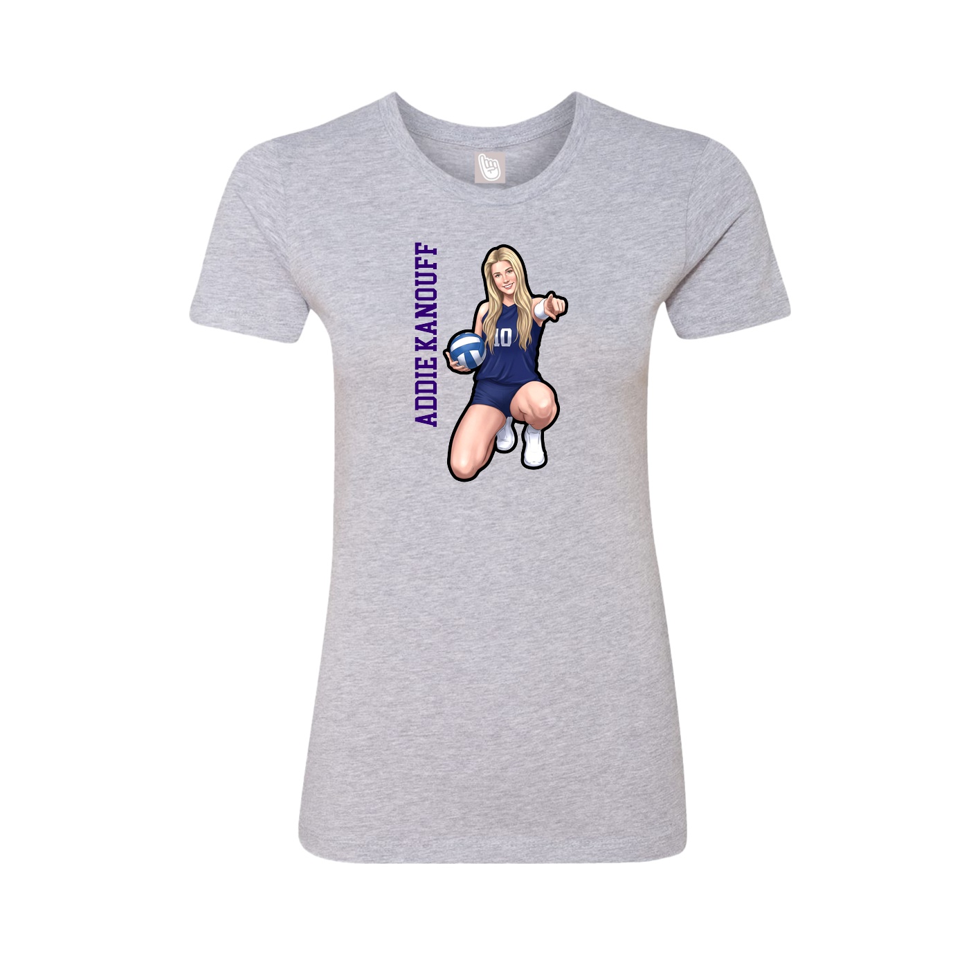 Fitted Women's Tee — Name Vertical in Grey