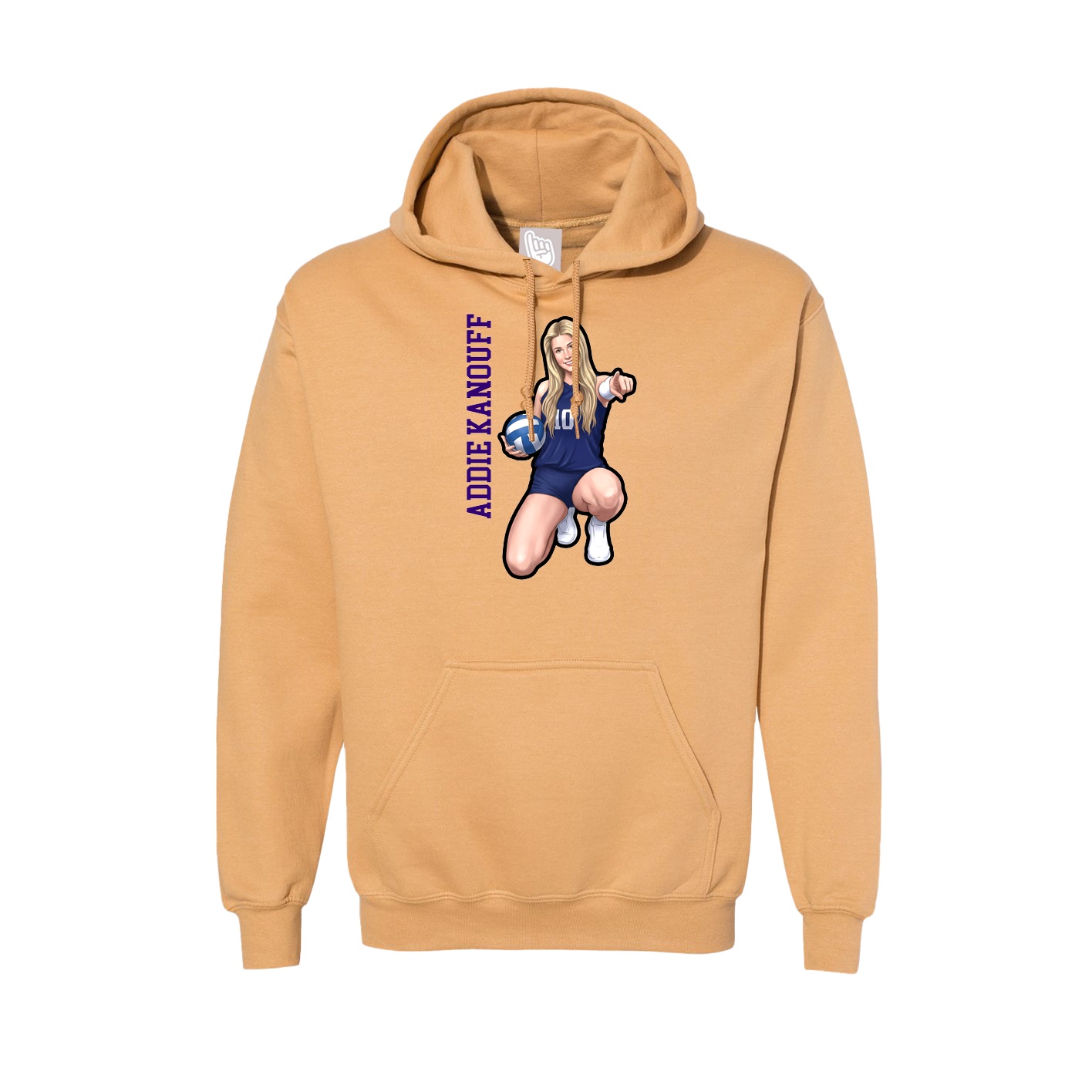 Hoodie — Name Vertical in Vegas Gold