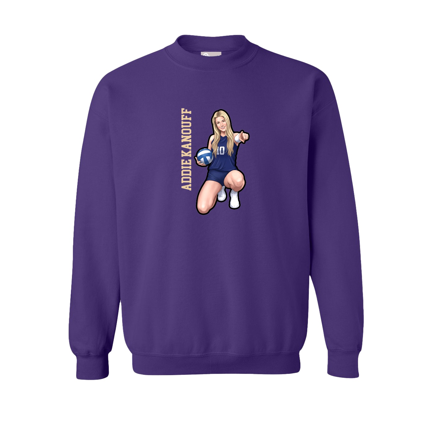 Fleece Crew — Name Vertical in Purple