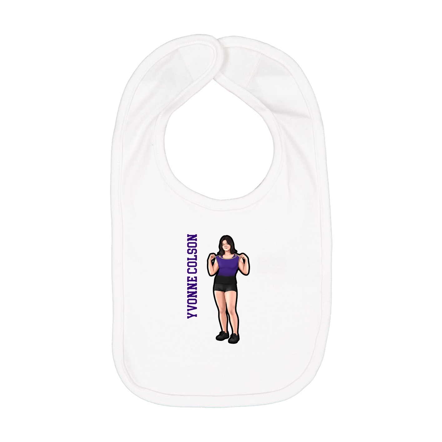 Infant Bib — Name Vertical in White