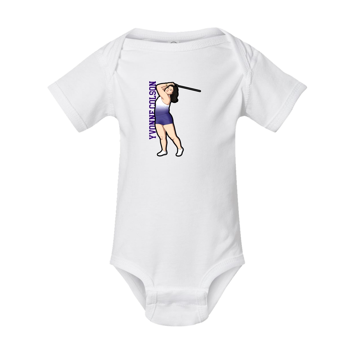 Baby Onesie — Name Vertical in White