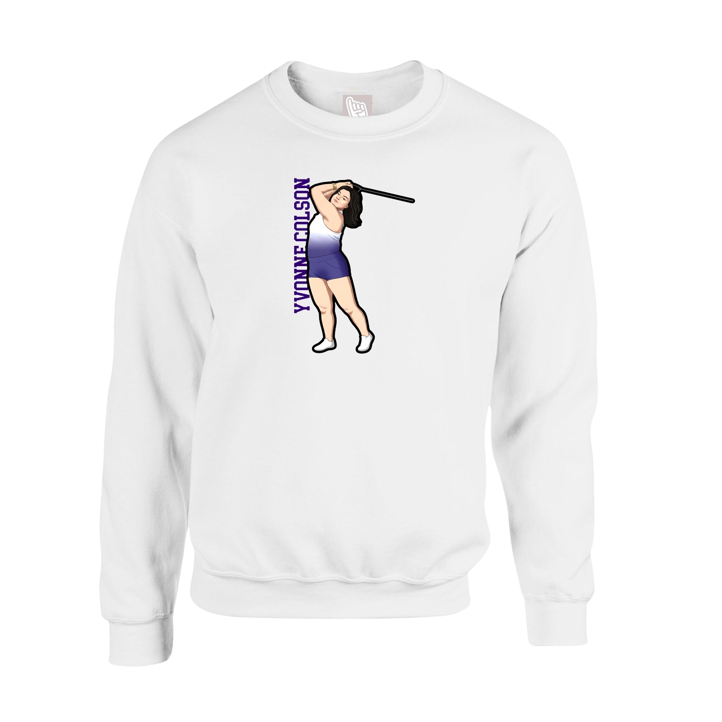 Fleece Crew — Name Vertical in White