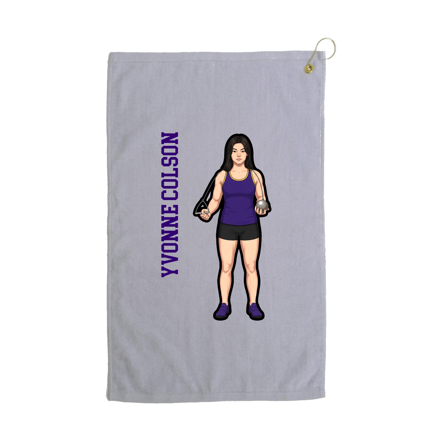 Golf Towel — Name Vertical in Grey