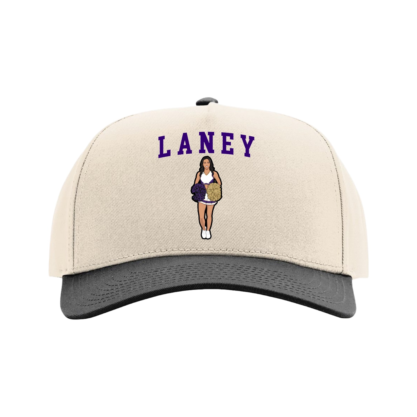 Full Fabric Five-Panel Champ Cap — Shirsey in Cream/Black