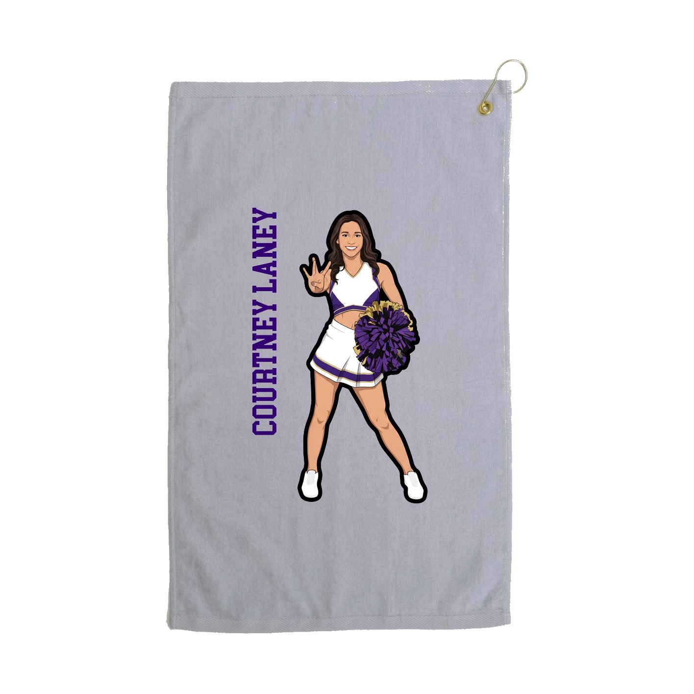 Golf Towel — Name Vertical in Grey