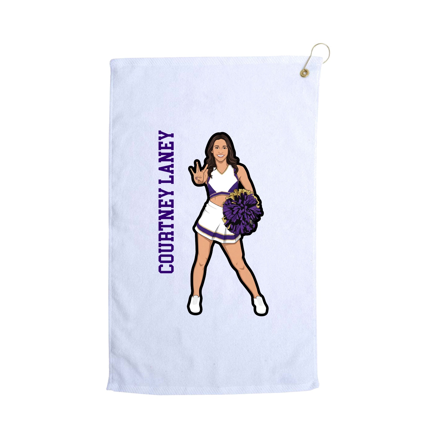 Golf Towel — Name Vertical in White