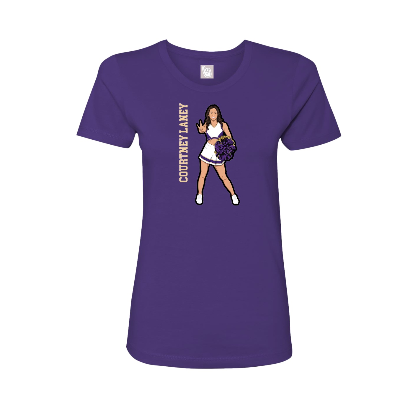 Fitted Women's Tee — Name Vertical in Purple