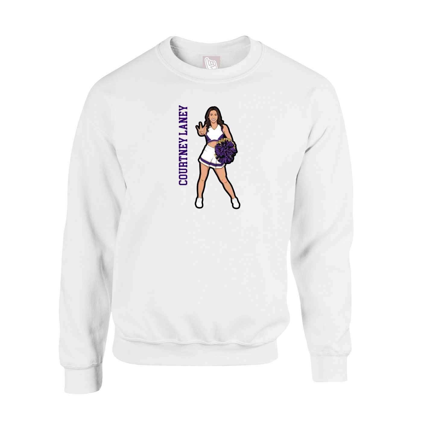 Fleece Crew — Name Vertical in White