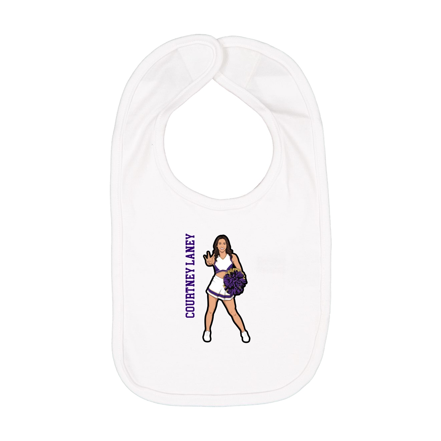 Infant Bib — Name Vertical in White