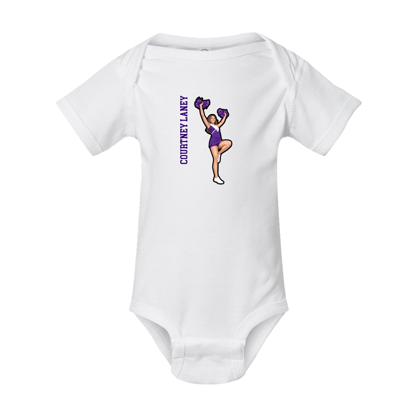 Baby Onesie — Name Vertical in White