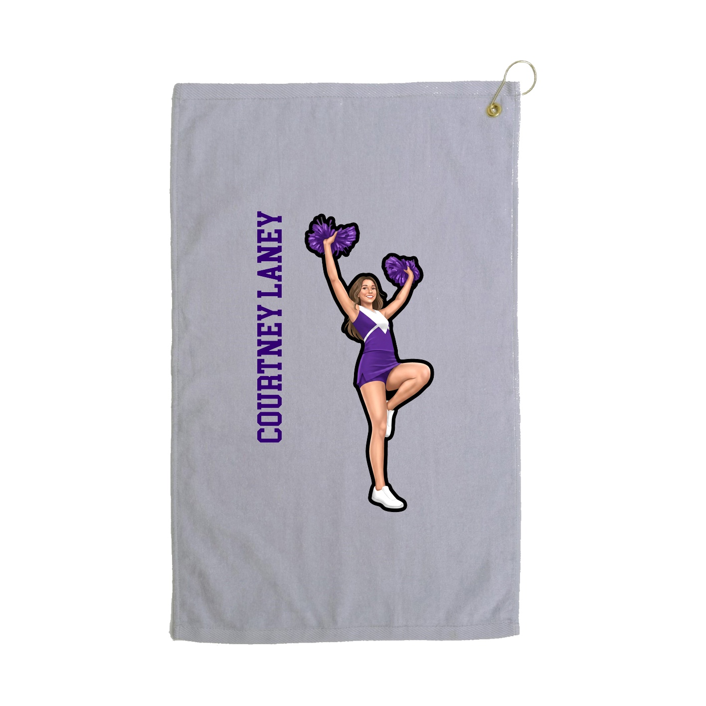 Golf Towel — Name Vertical in Grey