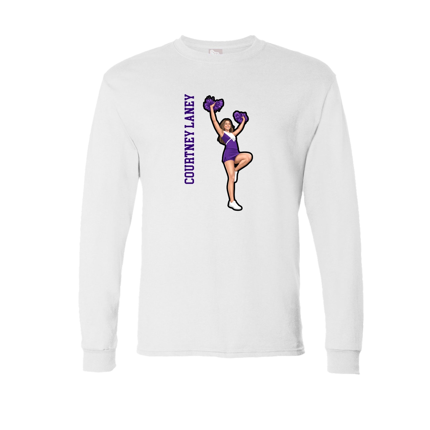 Long Sleeve Tee — Name Vertical in White