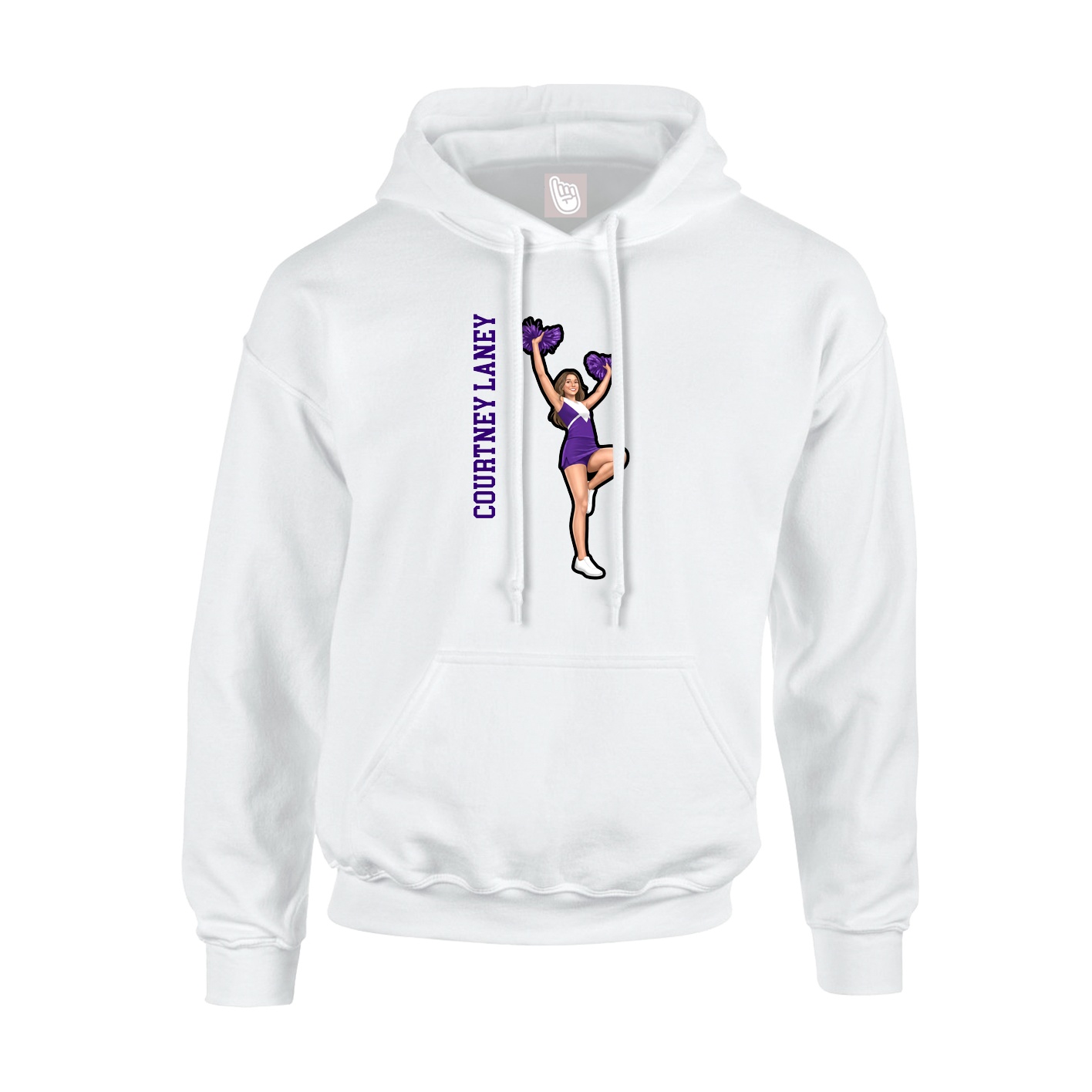 Youth Hoodie — Name Vertical in White