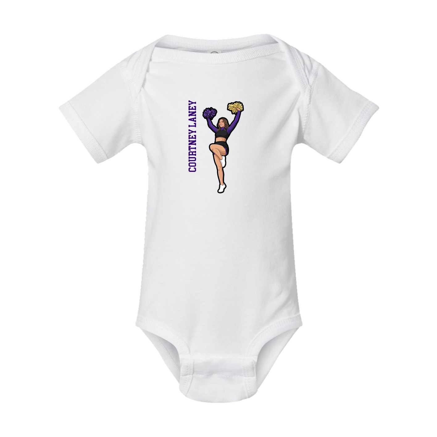 Baby Onesie — Name Vertical in White