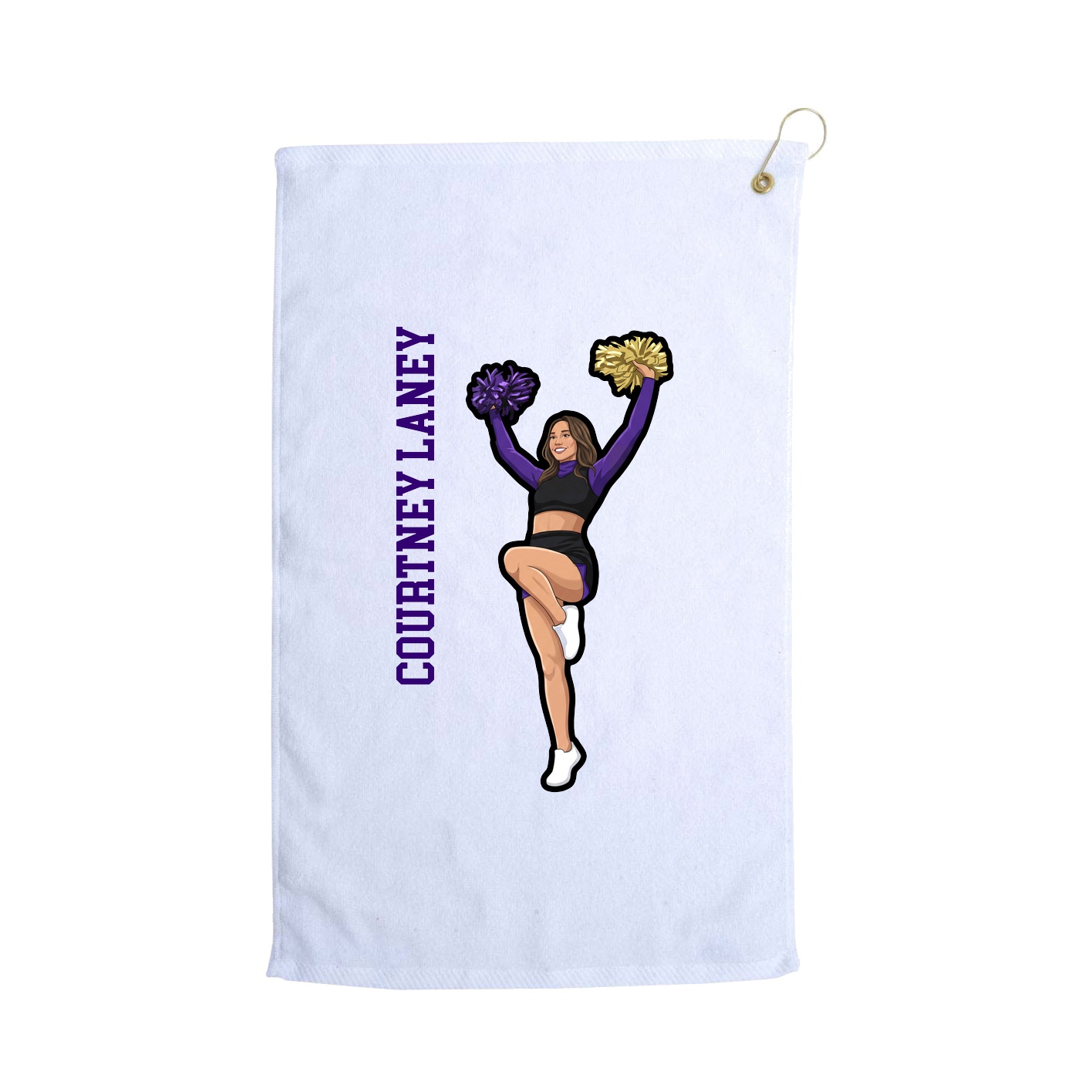 Golf Towel — Name Vertical in White