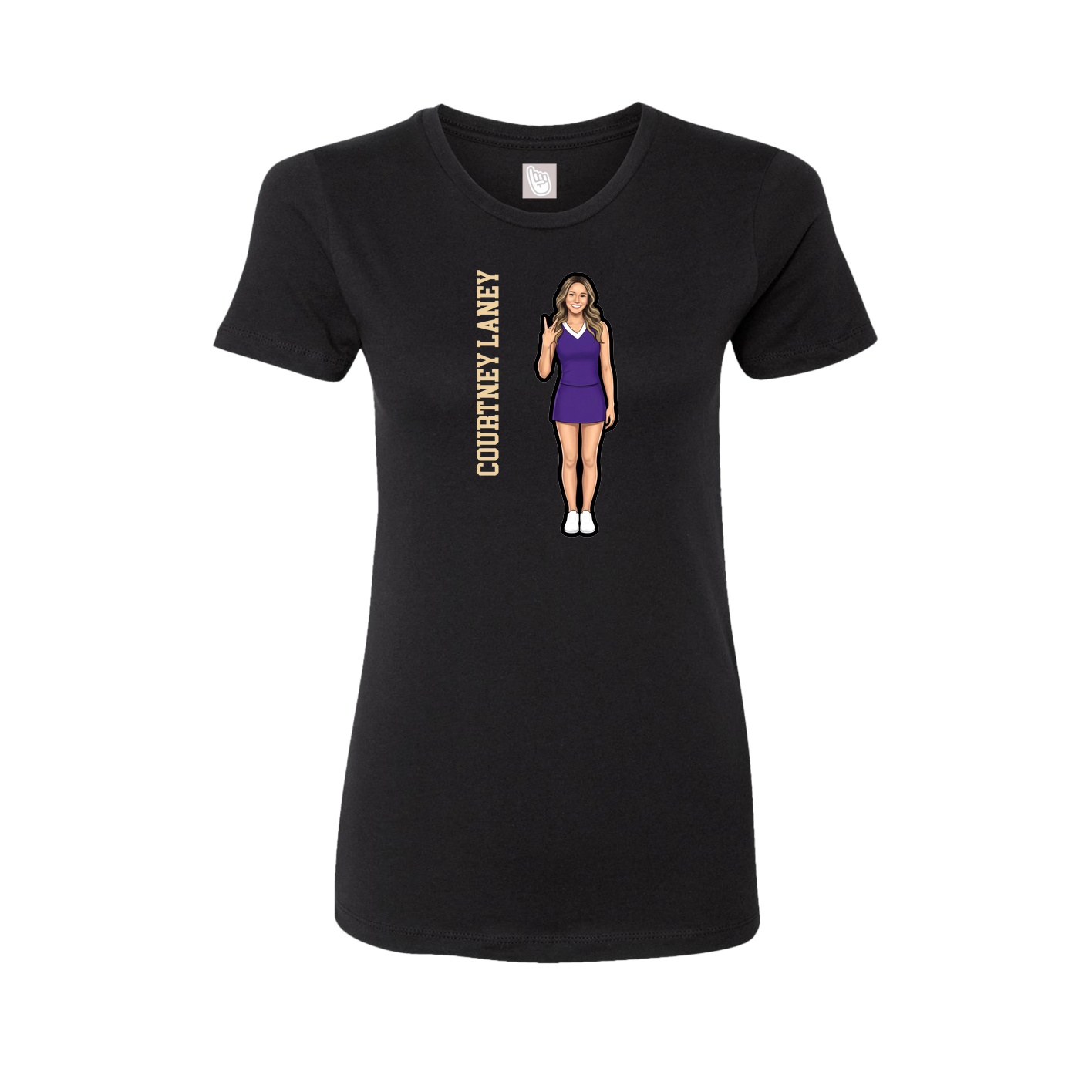 Womens Tee — Name Vertical in Black