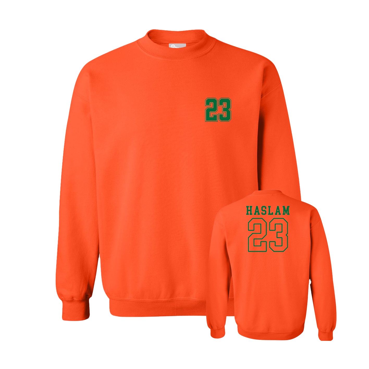 Fleece Crew — Chest Back in Orange