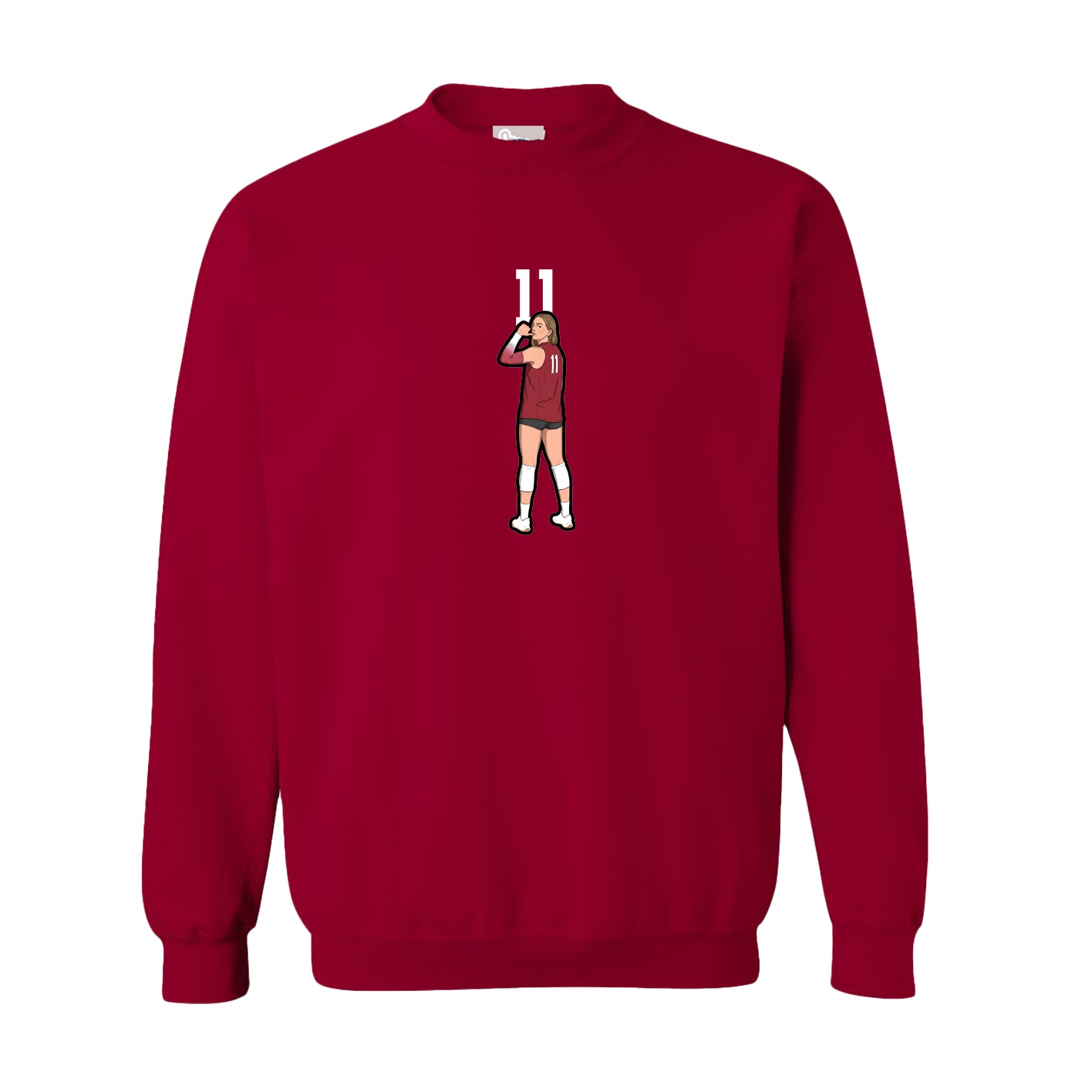 Fleece Crew — Number Top in Cardinal