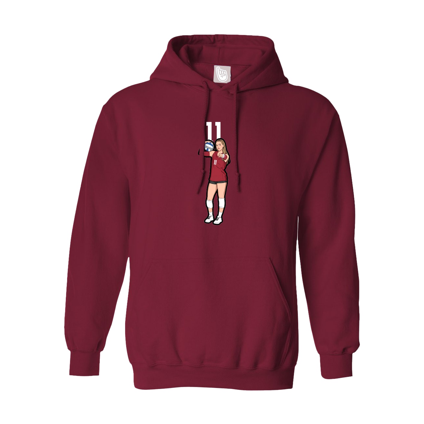 Hoodie — Number Top in Cardinal