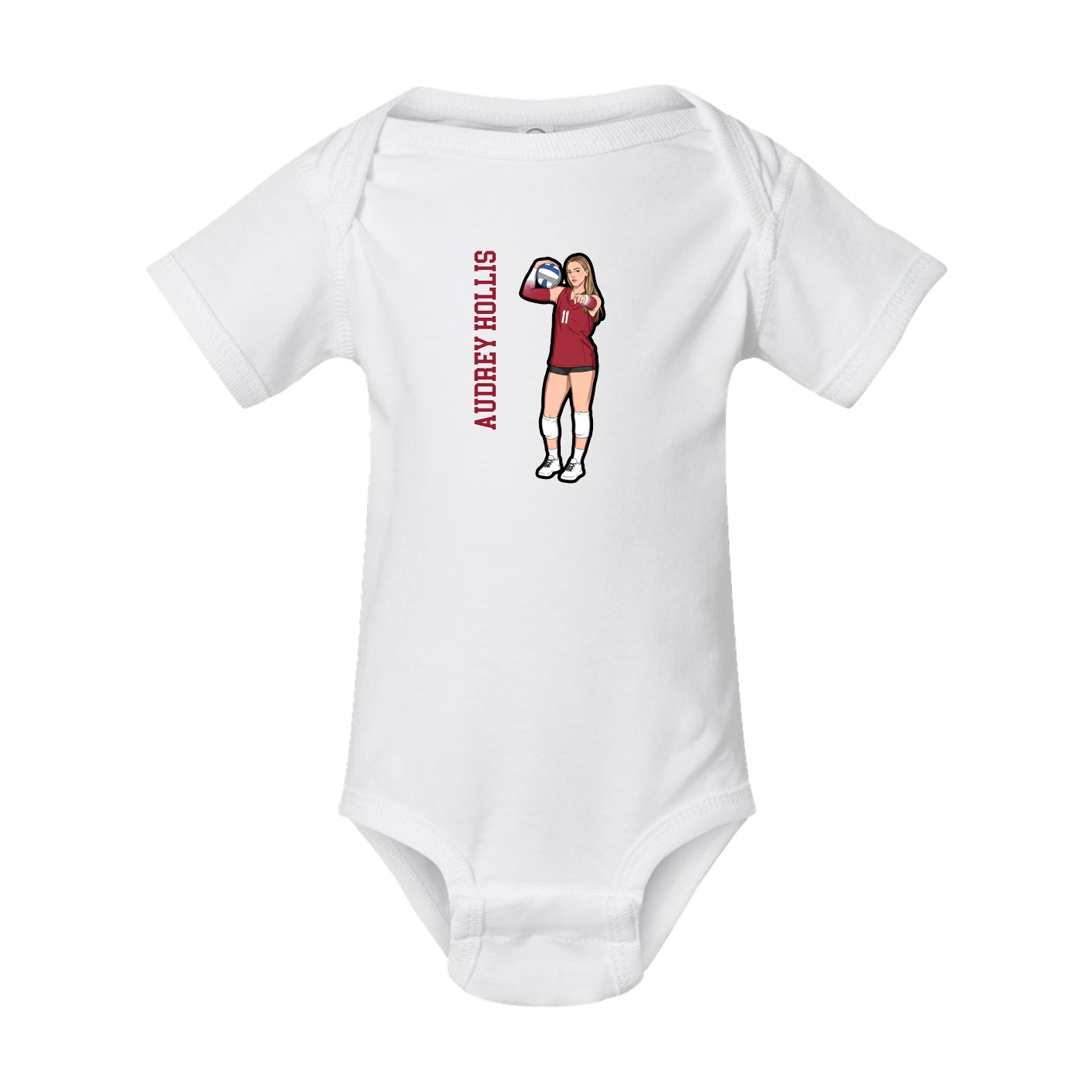 Baby Onesie — Name Vertical in White