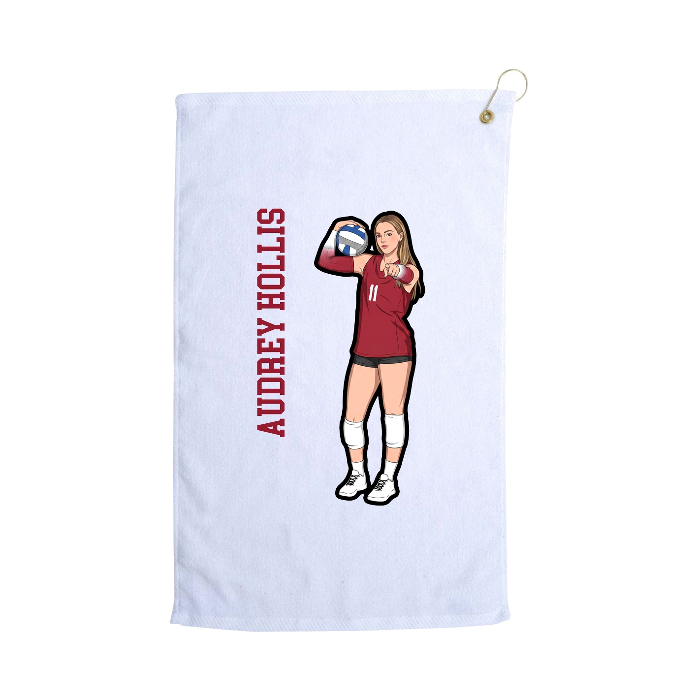 Golf Towel — Name Vertical in White