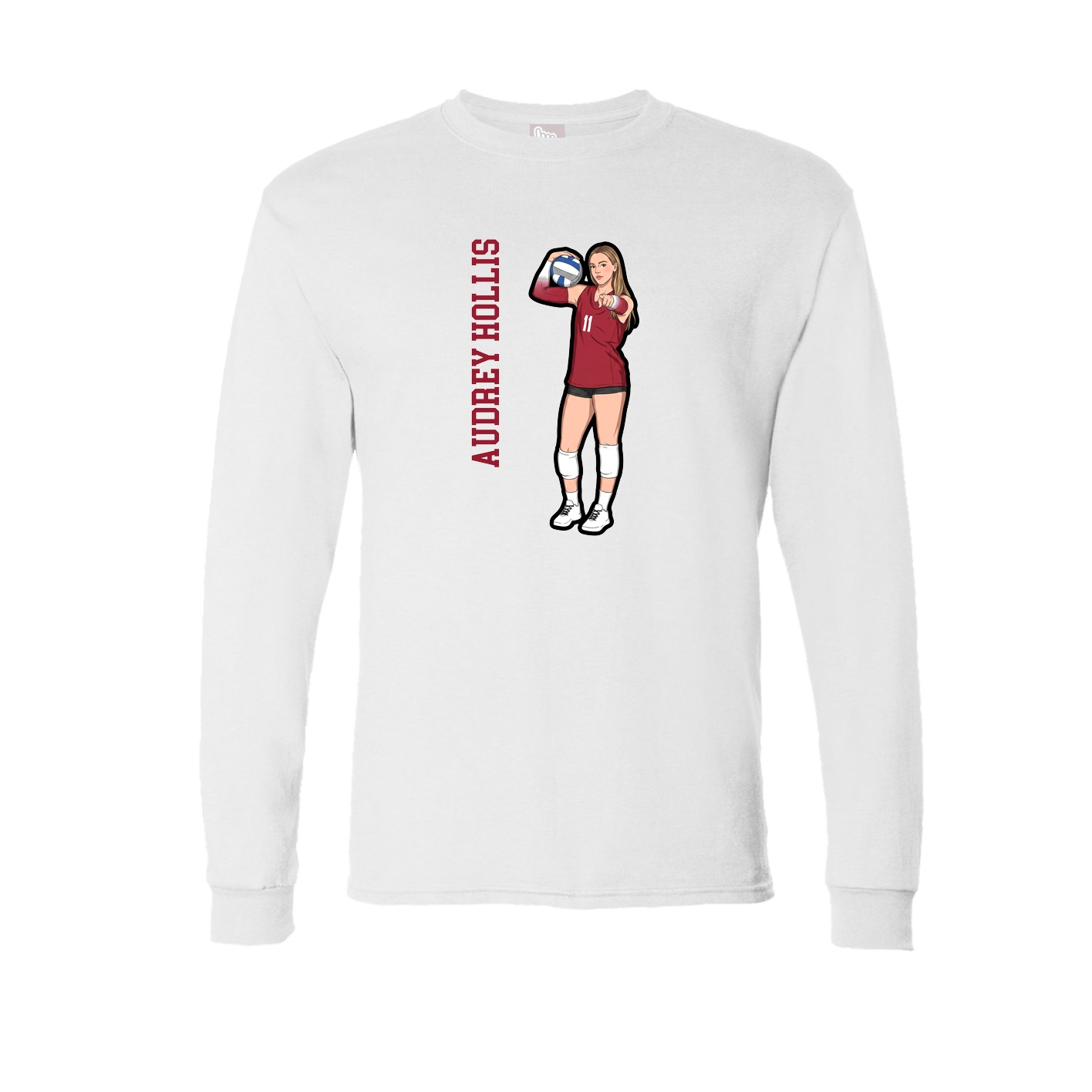 Long Sleeve Tee — Name Vertical in White