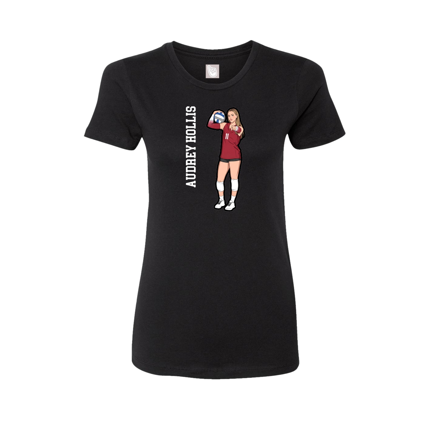 Fitted Women's Tee — Name Vertical in Black