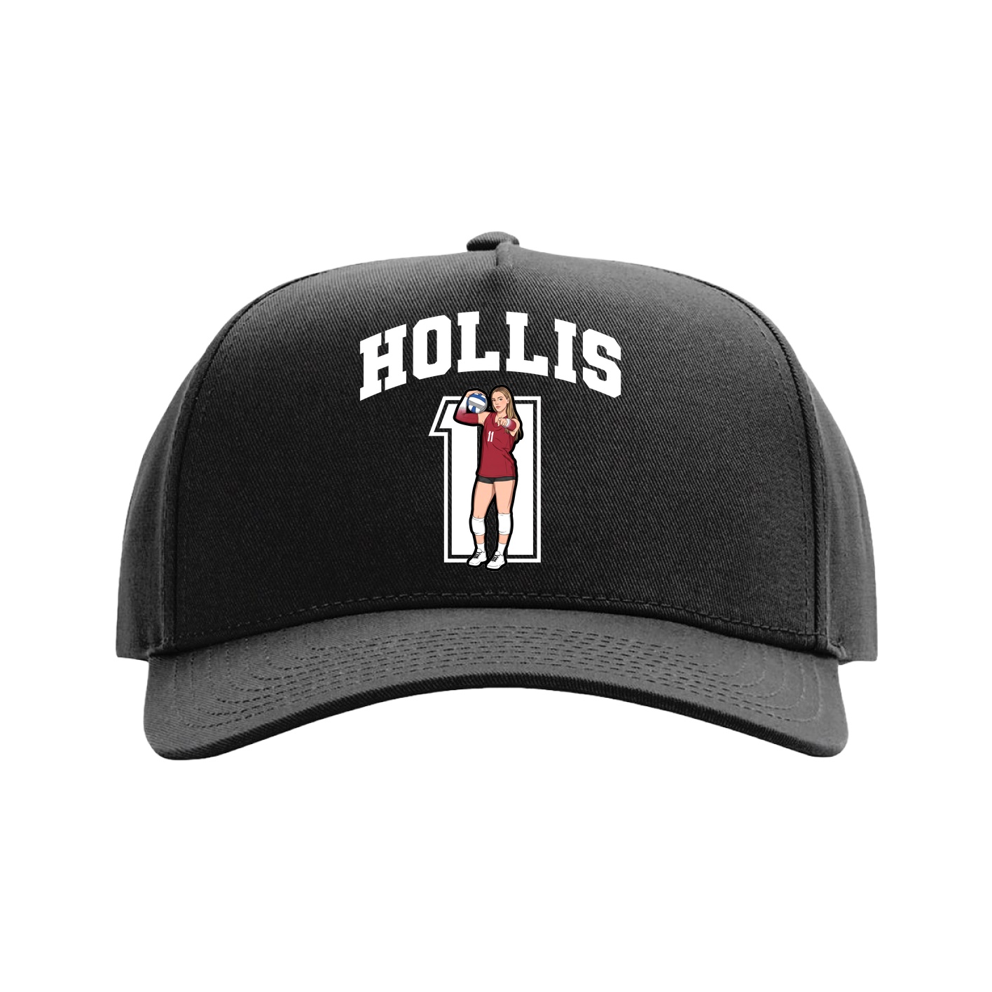 Full Fabric Five-Panel Champ Cap — Number in Black