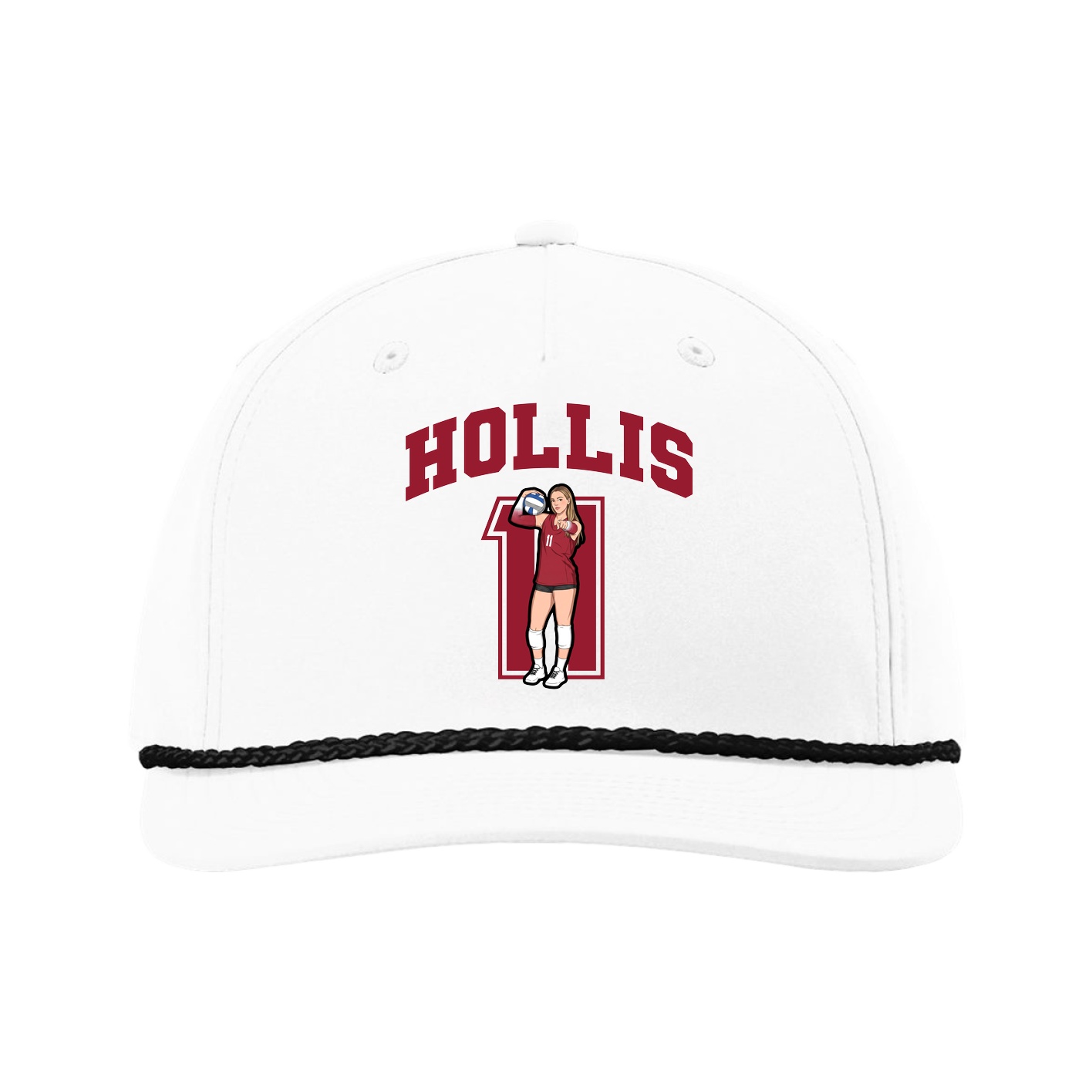 Five-Panel Classic Rope Cap — Number in White