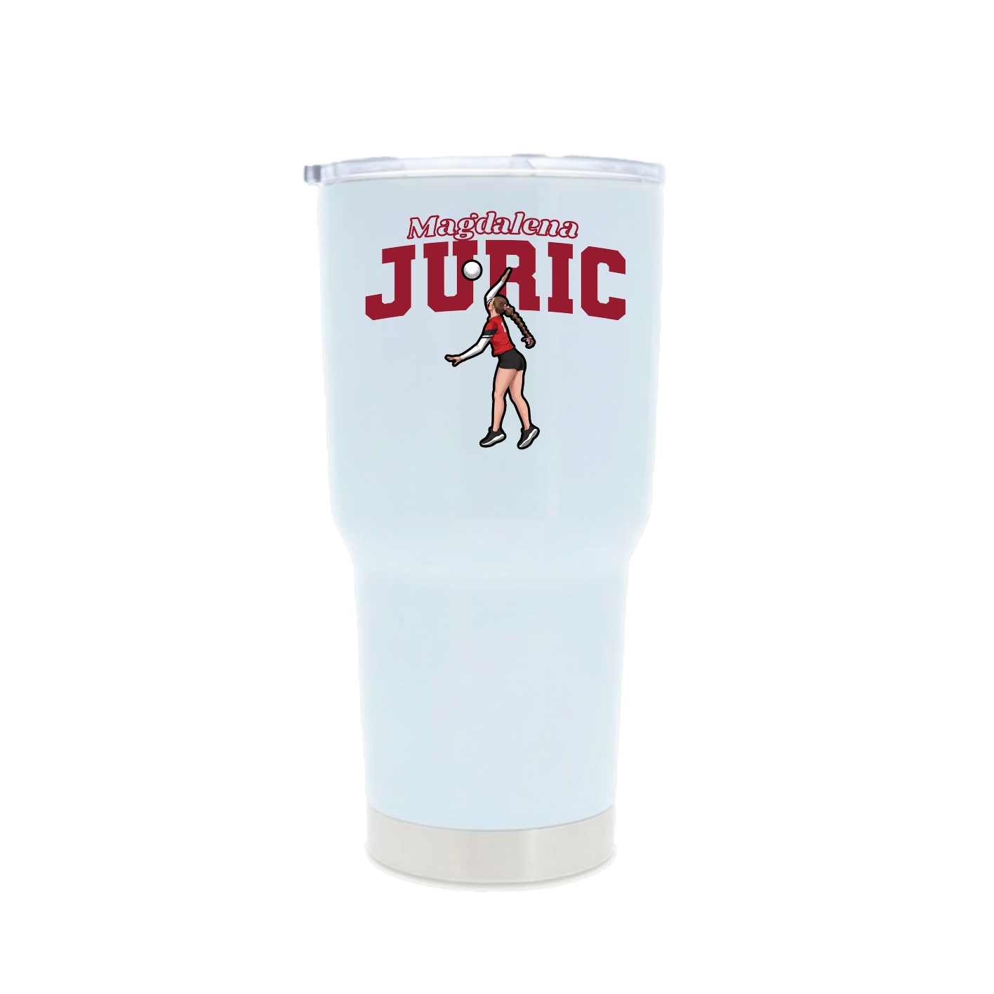 30oz Stainless Steel Tumbler — Name Arch in White
