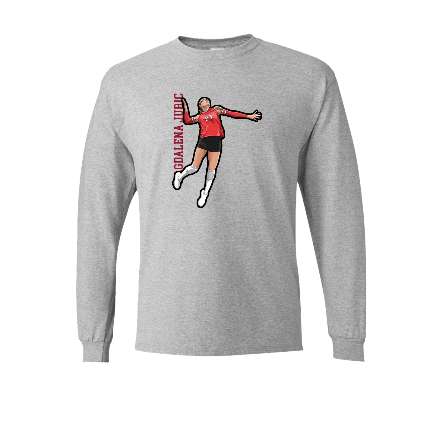 Long Sleeve Tee — Name Vertical in Grey