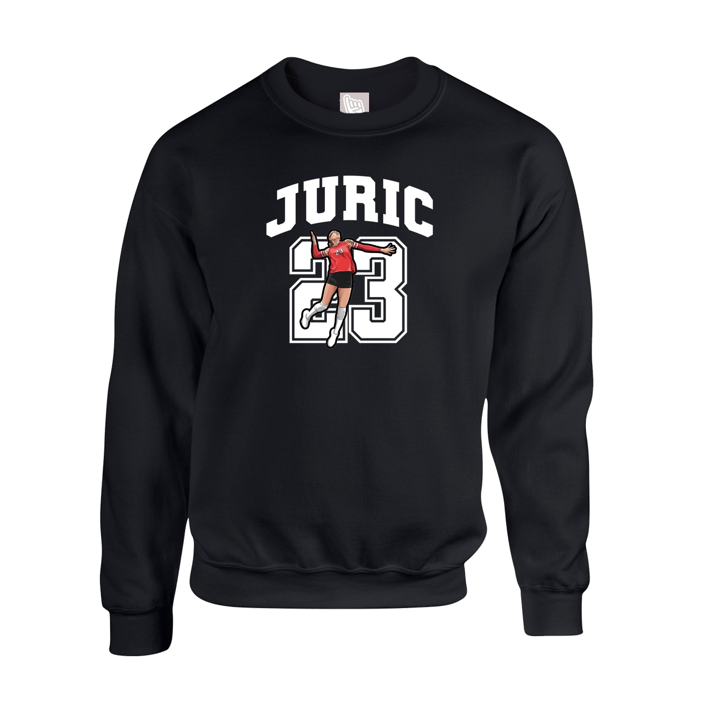 Fleece Crew — Number in Black