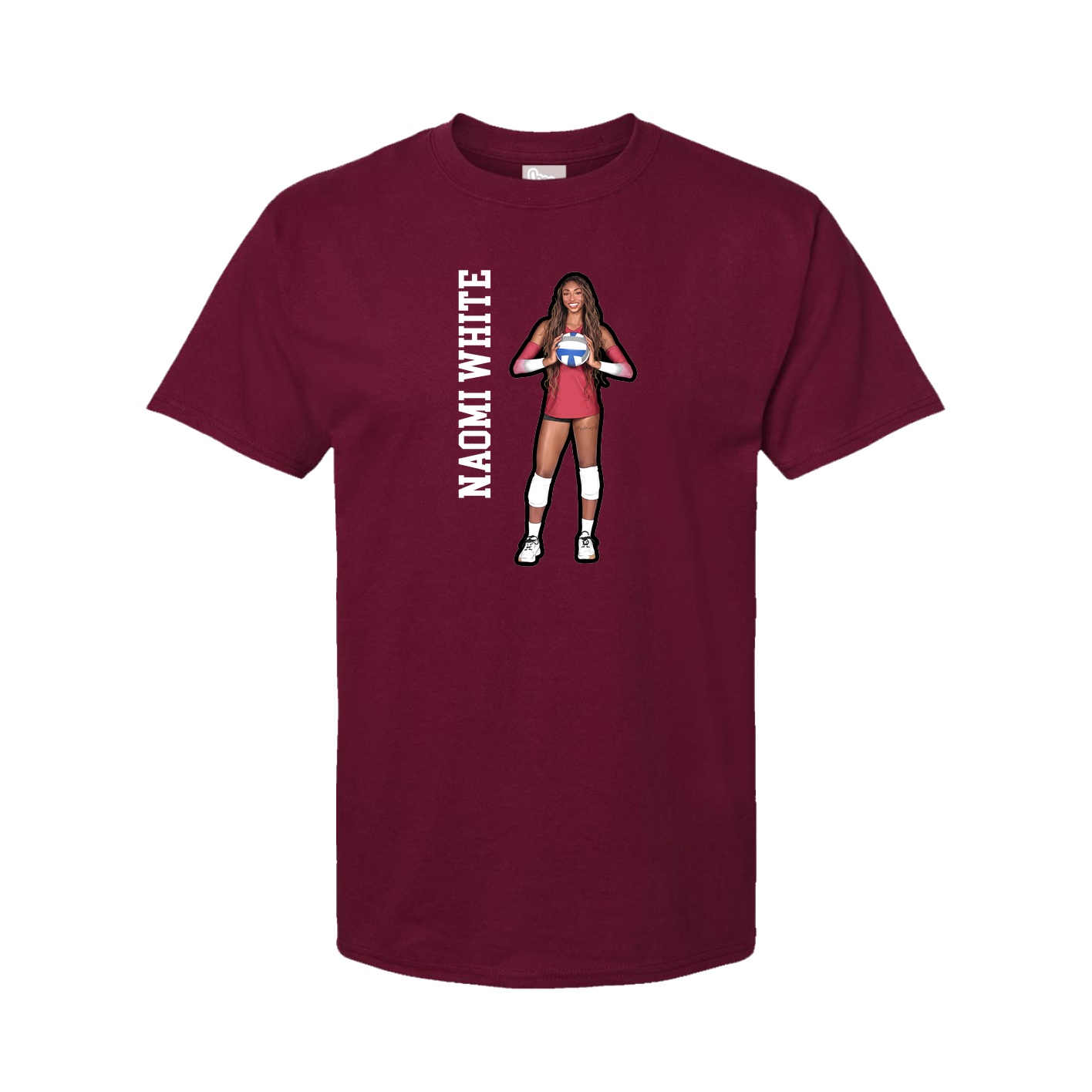 Youth Tee — Name Vertical in Cardinal