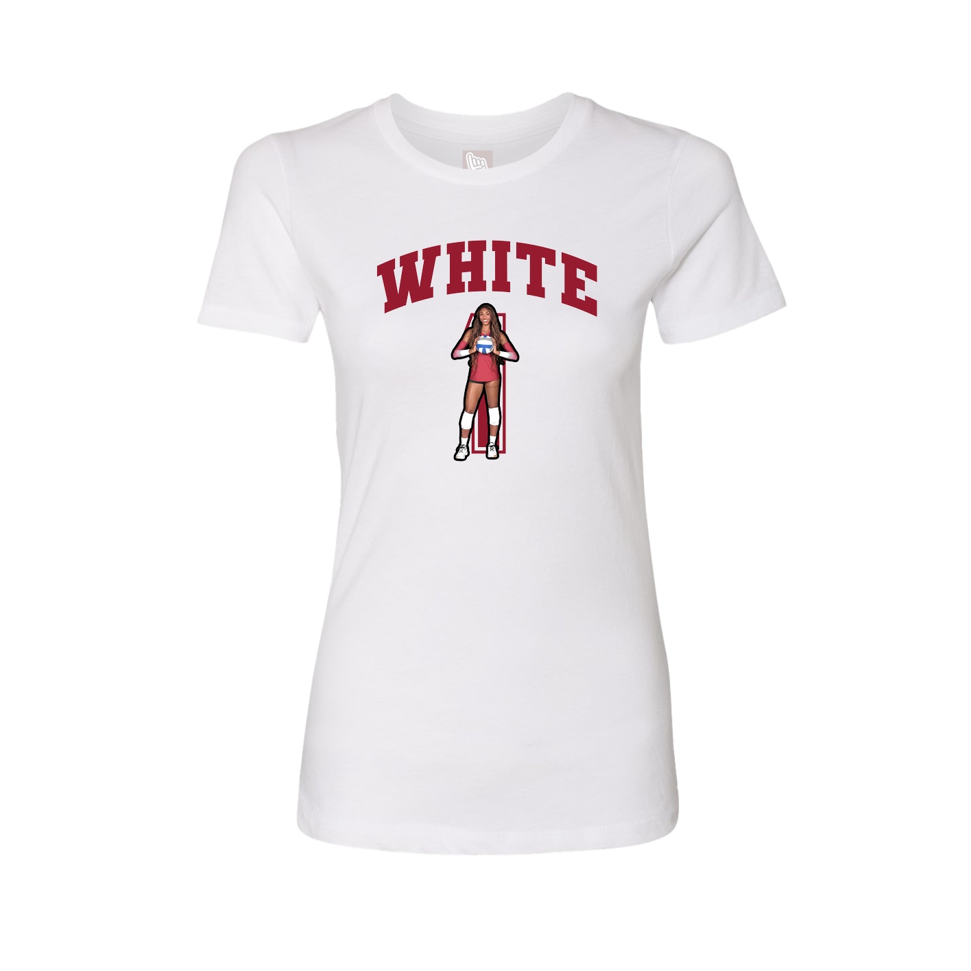Fitted Women's Tee — Number in White